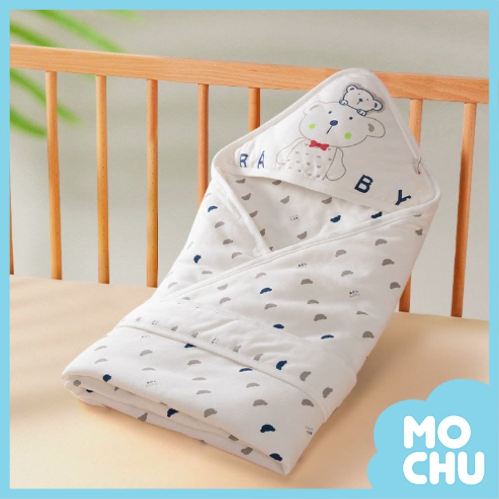滿版小熊頭純棉包巾薄被兩用(二色)