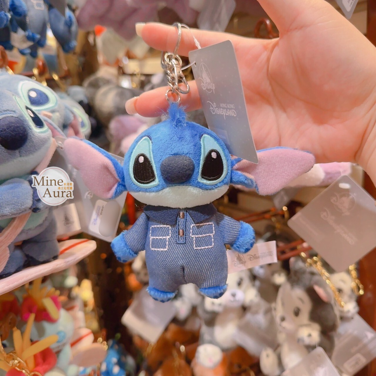 史迪奇 Stitch 牛仔裝造型 絨毛 吊飾 鑰匙圈 星際寶貝 Lilo & Stitch -香港迪士尼樂園