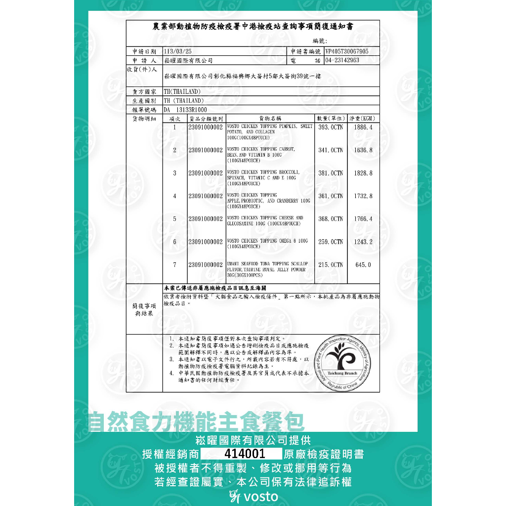 vosto 沃司托｜自然食力機能主食餐包 狗狗餐包100g