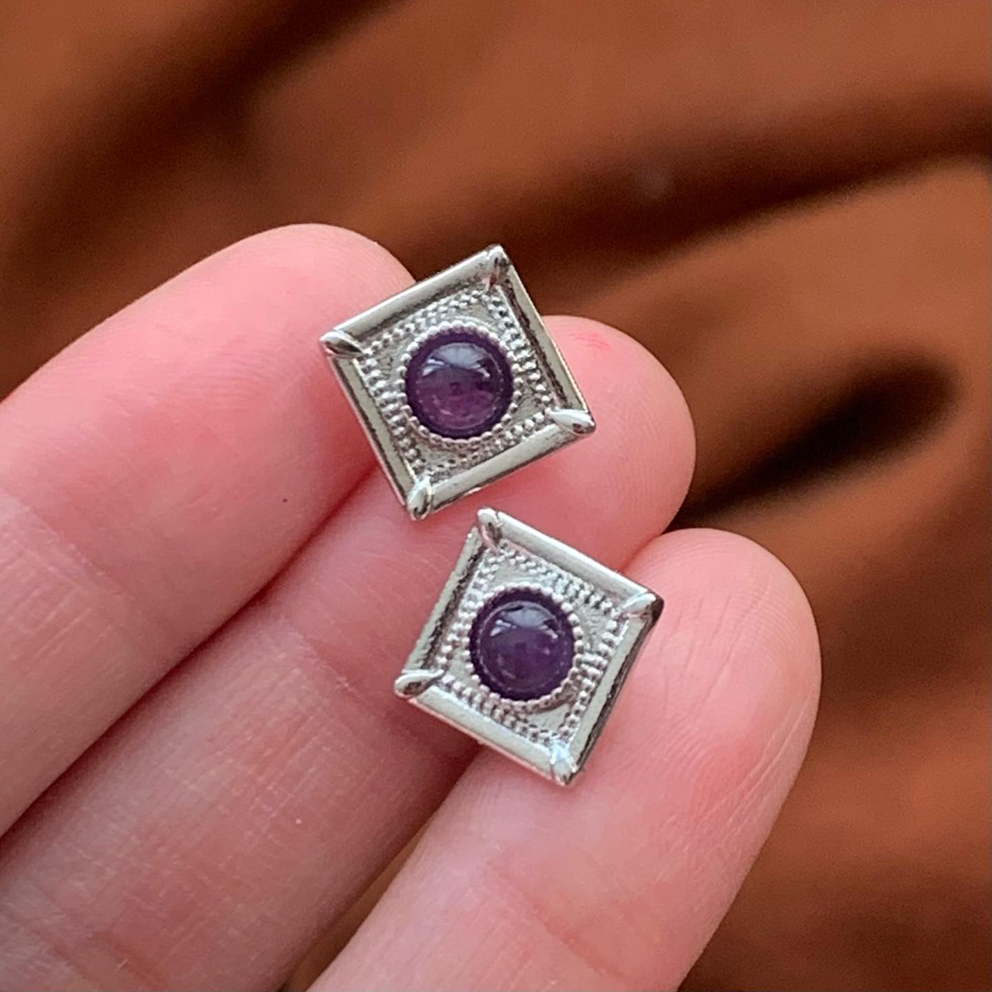 [原石] 紫水晶 925銀 耳環