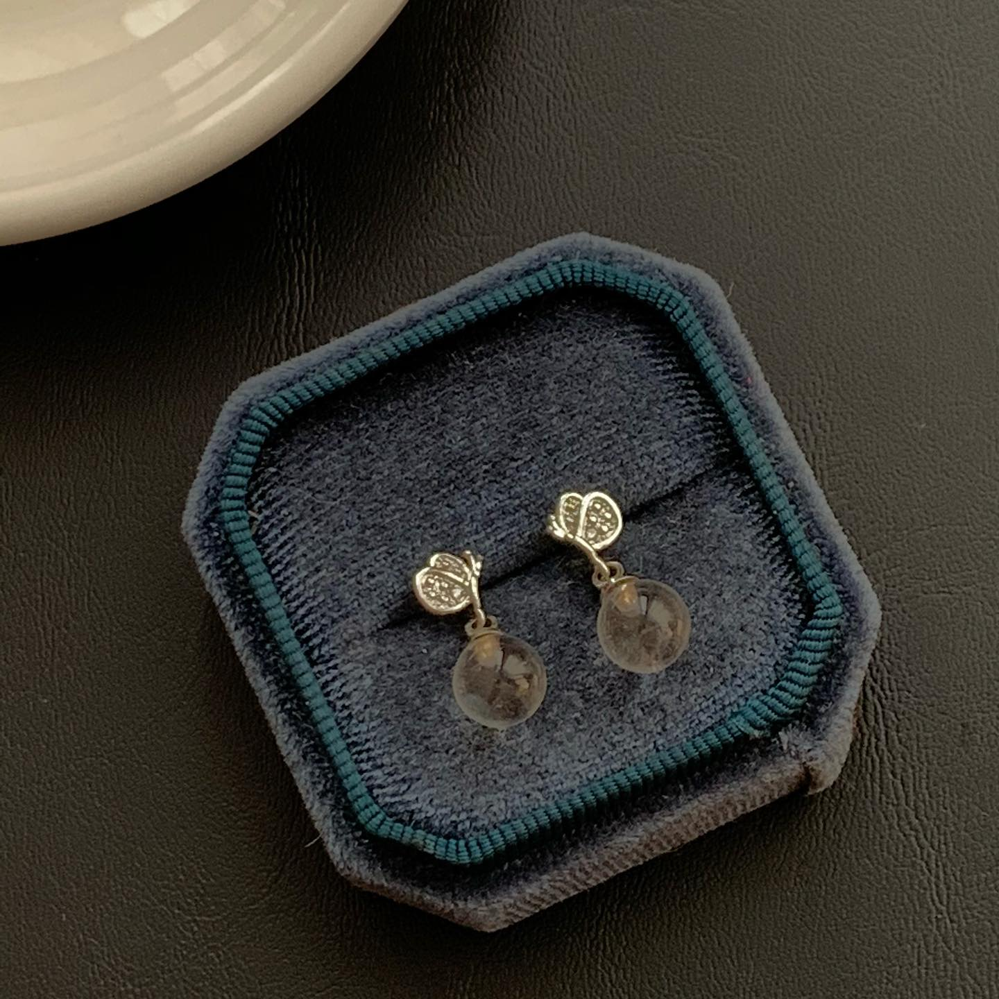 [原石] 白水晶 925銀 耳環