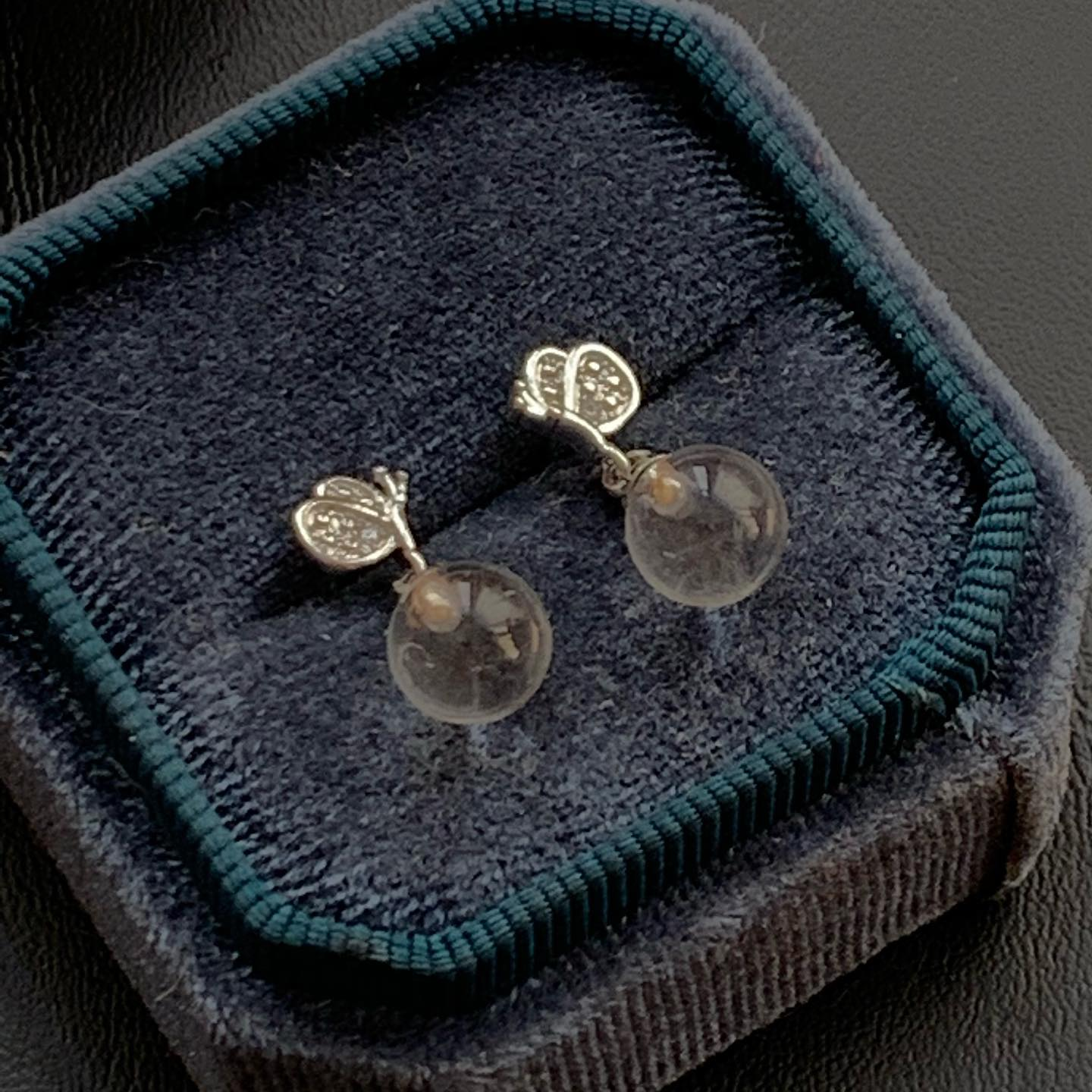 [原石] 白水晶 925銀 耳環