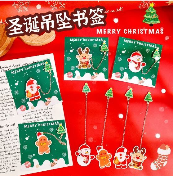 圣诞现货 卡通圣诞节吊坠书签亚克力