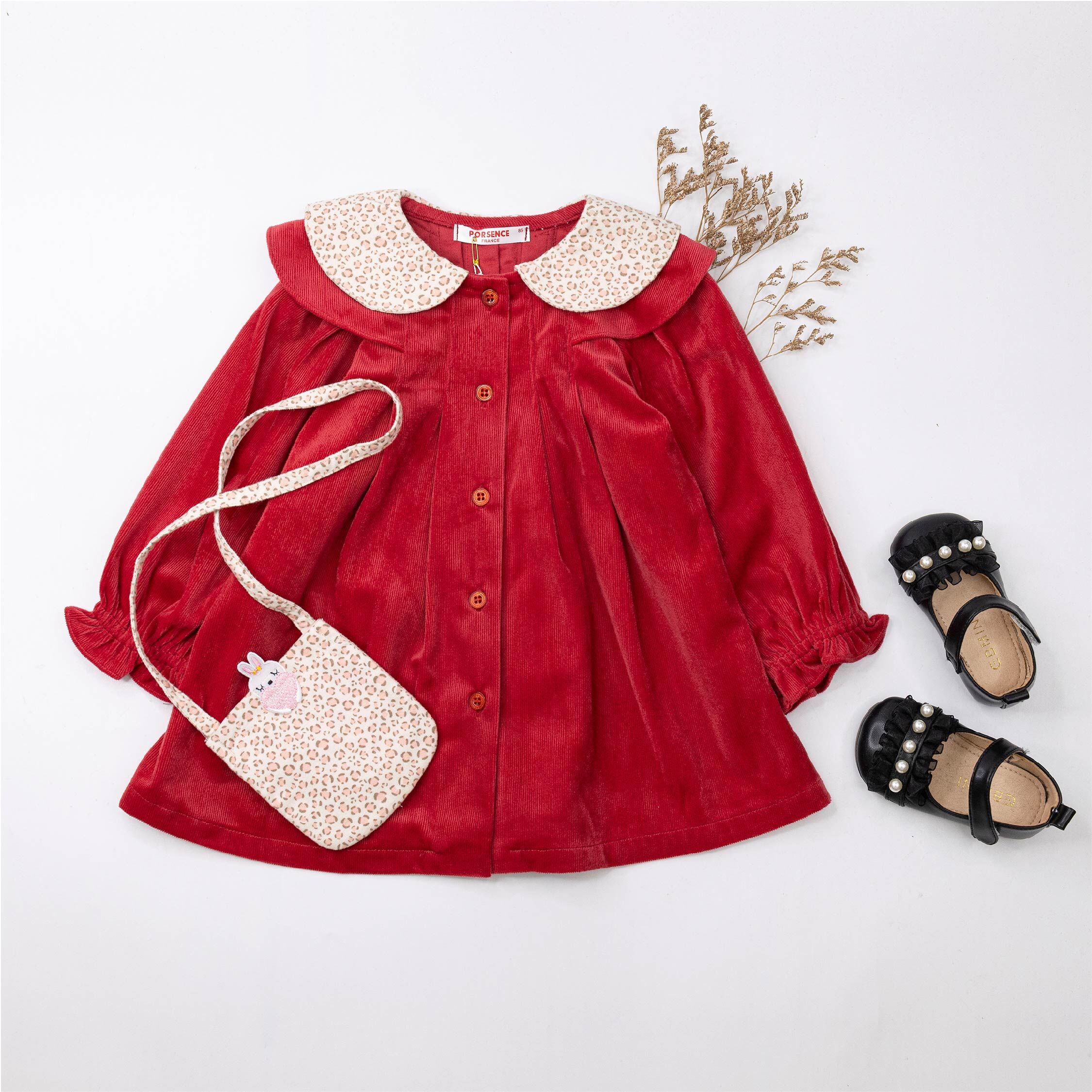 波紳士【22529】質感豹紋拼接領設計洋裝(附小包)＊二色