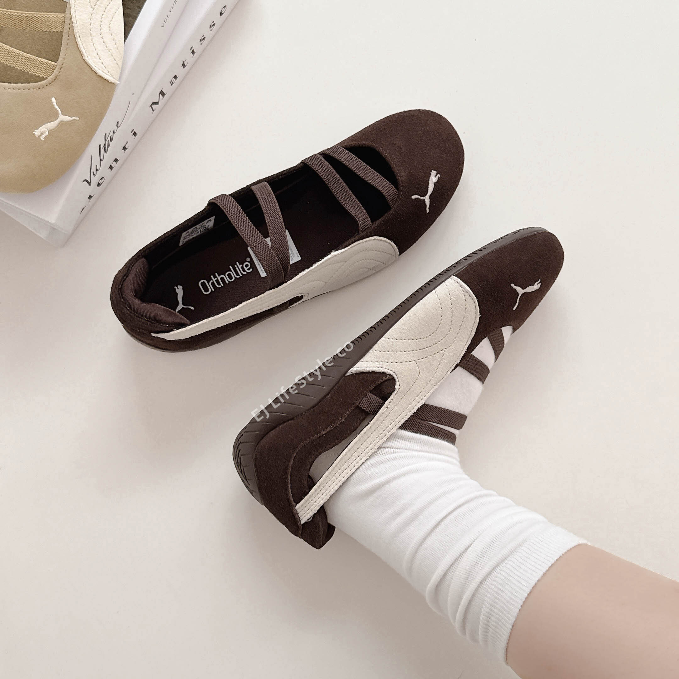 PUMA SPEEDCAT BALLET 賽車鞋 芭蕾舞鞋 涼鞋 巧克力奶油 棕色 咖啡色 奶油白 麂皮 女鞋 406758-02 / 預購