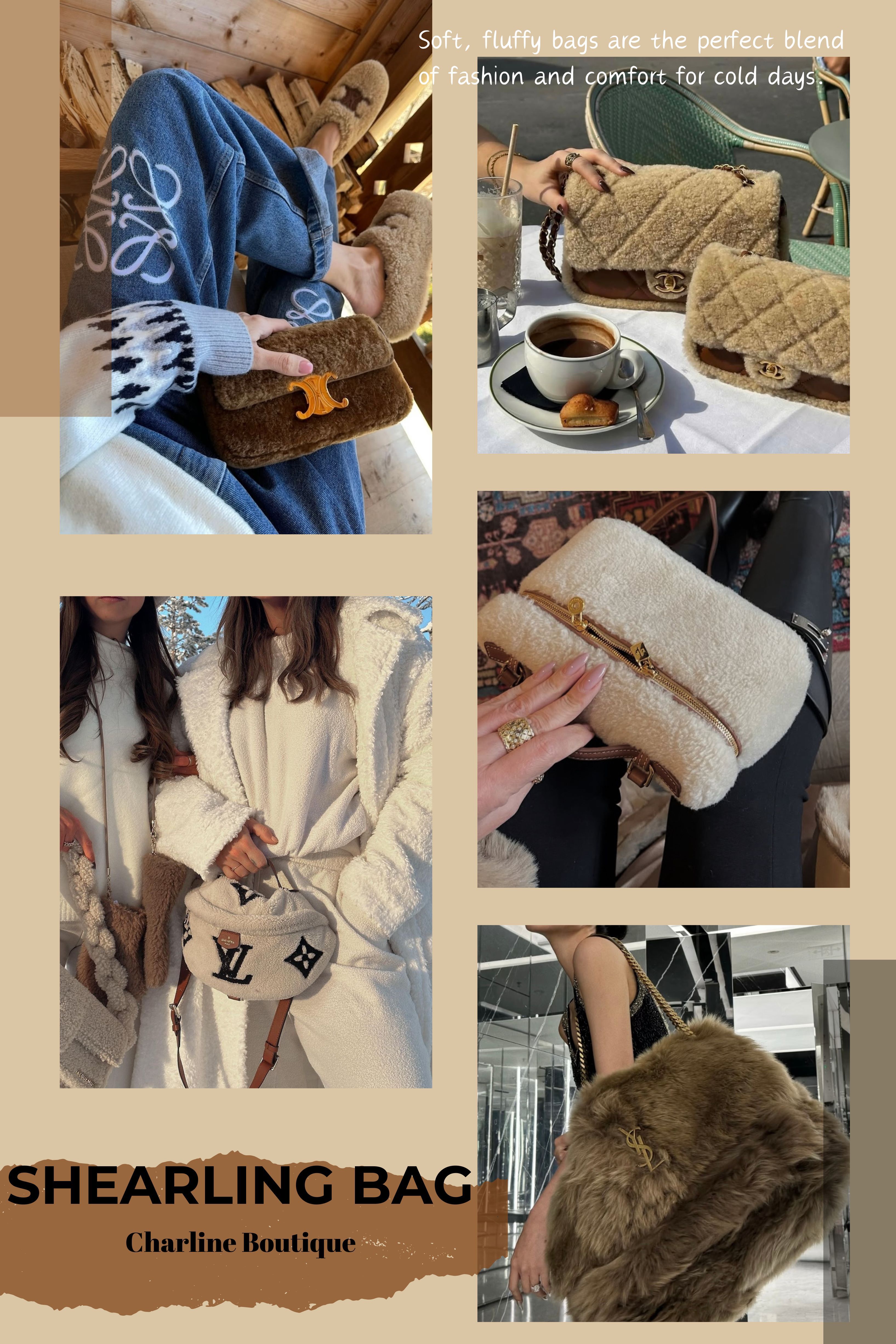 看完以上介紹,相信大家對今年秋冬的 「美拉德泰迪熊包」與羊羔毛單品 都更有感覺了。不過,許多讀者在購買前後還是會有一些小疑問:像是「羊羔毛包要怎麼清潔才不怕壞?」、「哪些品牌最值得收藏?」以下整理了 Charline Boutique 精選 FAQ 常見問題解答,以我們的代購經驗與市場觀察,幫你快速掌握保養技巧、品牌特色與流行趨勢。  秋冬「美拉德泰迪熊包」全攻略Q&A  Q1:美拉德色系是什麼?為什麼秋冬大家都在穿?  A:「美拉德色系(Maillard Color Tone)」是指從焦糖、駝色、咖啡到巧克力的暖棕色組合,就像煎牛排時的焦糖漸層色澤,溫潤又高級、非常適合秋冬穿搭。這樣的配色在本季尤其受歡迎,搭配羊毛大衣、麂皮包、皮革靴等單品更能展現質感。很多客人問我們怎麼穿出「美拉德風格穿搭」,Charline Boutique 會建議從配件開始,像 Celine 或 Saint Laurent 的毛毛包、棕色手袋,就是打造秋冬層次最簡單的入門關鍵。    Q2 為什麼「泰迪熊毛毛包」會成為今年秋冬必備單品?  A:這波「泰迪熊毛毛包熱潮(Teddy Bag Trend)」不只是因為外型可愛。整個時尚圈重新迷戀柔軟材質,並想展現帶點野性的個性風。設計師將羊羔毛、絨面皮革與仿毛材質融入經典包型,讓造型更有層次。像 Louis Vuitton、Chanel、Loro Piana 每年都會推出秋冬限定系列,不只是療癒,更象徵柔軟與力量兼具的精品態度。在實際代購過程中,Charline Boutique 發現這類材質特別容易引發收藏熱潮與社群搜尋討論,甚至比預期更搶手。    Q3:今年秋冬有哪些熱門的羊羔毛單品?  A:Charline Boutique 觀察到,2025 秋冬最受歡迎的羊羔毛單品包括外套、包款、靴子與拖鞋。許多品牌在經典款式中加入毛絨材質演繹冬季氛圍:像 Max Mara 每年推出的 Teddy Coat 就是 faux-teddy 設計的代表,成為經典入門單品;在鞋履方面,雖然 Hermès 官方 Chypre 涼鞋多為皮革設計,但市場上也出現過愛好者或限量的 “Shearling Chypre” 版本(改造或特殊版本),成為羊毛控話題款。這些羊羔毛/毛絨單品不只是保暖功能,更多被設計師視為提升冬季造型質感的靈魂單品。    Q4:Louis Vuitton 的毛毛包好看嗎?款式多嗎? A:Louis Vuitton 是最早把「毛絨包(Shearling Bag)」概念帶入精品界的品牌之一。品牌每年秋冬都會推出 Ski 系列 或限定 泰迪熊包款,從 Speedy Teddy、Carryall 到 Vivienne 絨毛包,款款都充滿溫度感與收藏價值。其中最受歡迎的就是 Speedy Teddy,以經典 Monogram 老花搭配米色或焦糖羊羔毛滾邊設計,外型療癒又具辨識度。Charline Boutique 的觀察是,LV 毛毛包不僅時髦,更具保值潛力與收藏性。像 Vivienne 絨毛包這類限量款,每季上架幾乎立刻售罄。若想入手第一款精品毛毛包,Speedy Teddy 是搜尋量最高、實背率最好的入門選擇。    Q5:Chanel 的毛毛包哪一款最經典?  A:Chanel 的羊羔毛包(Shearling Flap Bag) 幾乎是冬季精品代表作。品牌每年在 Coco Neige 滑雪系列 中推出多款毛絨包,從翻蓋鏈包、托特到迷你腰包都有。最大特色是使用 羊羔毛拼接皮革 與 經典菱格紋設計,保留 Chanel 優雅輪廓的同時多了柔軟溫暖感。最具代表性的款式是 Coco Neige Flap Bag,以奶白或焦糖羊羔毛為主體,搭配復古金鍊與 CC Logo 五金,實背效果極佳,適合搭配針織衫、大衣或滑雪穿搭。根據 Charline Boutique 的收藏與市場觀察,這系列不僅二手保值性高,實品質感更超出照片。很多客人都說:「比照片更美、更有氣勢!    Q6:Celine 泰迪熊包值得買嗎?哪一款最推薦?  A:Charline Boutique 觀察到,Celine 的泰迪熊包之所以爆紅,是因為它結合了經典設計與可愛療癒感。 隨著美拉德風穿搭熱潮延燒,Celine 推出多款 卡其麂皮與棕色系包款,搭配凱旋門金屬釦(Triomphe),展現柔軟卻高級的氛圍。最推薦的是 Triomphe Teddy 系列,在日常穿搭中展現法式優雅。Celine 毛毛包推薦關鍵詞 搜尋量持續上升,也印證它的市場熱度。Charline Boutique 自己覺得,這系列是「軟萌與氣場兼具」的代表。    Q7:Saint Laurent 的毛毛包好看嗎?哪款 CP 值最高?  A:Saint Laurent 毛毛包(YSL Teddy Bag) 每年秋冬都穩居人氣榜,最吸引人的是那種「帥氣中帶柔軟」的反差魅力。品牌常用 羊羔毛、麂皮與壓紋皮革 拼接,搭配經典金屬 YSL 標誌,無論全毛款或滾邊設計都極具辨識度。 最受歡迎的包括 Niki Teddy、Le 5 À 7 Teddy 與 Envelope 拼毛款。在 Charline Boutique 的代購經驗中,Niki Teddy 是 CP 值最高的一款——容量實用、質感紮實、價格相對親民。許多客人背上後都說,它比想像中更百搭、不挑季節。    Q8:Loro Piana 的泰迪熊包為什麼這麼貴?有什麼特別?  A:Loro Piana 被稱為「低調奢華代表品牌」,原因就在細節。 像 Extra Bag 與 Bale Bag 冬季都推出毛茸茸版本,採用品牌經典的 頂級羊毛與駱馬毛,再以咖啡色皮革滾邊收邊,質地柔軟得像雲朵。Charline Boutique 發現,雖然一開始價格偏高,但多數客人摸過實品後立刻懂那種「看似極簡、其實極致講究」的高級感。這系列在搜尋與二手市場中表現亮眼,是真正的收藏級毛絨精品包。    Q9:2025 秋冬流行什麼樣的包款?  A:今年秋冬的包款設計走向「柔軟與結構並存」,同時強調實用性與高辨識度。 丹寧包、流蘇包、大容量手袋與復古包款 是主流;材質上以 麂皮與厚皮革拼接 為焦點,為造型增添層次感; 色彩方面,巧克力棕、焦糖駝與奶茶色 是搜尋熱度最高的關鍵色。 像 Celine、Loewe、Bottega Veneta 都推出結合麂皮與羊毛的系列,呼應「秋冬溫度感時尚」。 在實際代購經驗中,我們發現這類包最受上班族與輕熟女族群歡迎,兼具設計感與日常實用度。    Q10:羊羔毛包髒了怎麼清潔?可以送洗嗎?  A:一般來說,像羊羔毛、羊絨或真絲這類天然纖維的單品,最適合的清潔方式還是乾洗。 主要是因為水洗容易讓纖維變形、縮水或掉色,會破壞它原本的柔軟手感。 而毛毛包通常都是皮革、羊毛、金屬配件拼接而成,專業的乾洗更能維持整體外觀和毛質的蓬鬆度。 Charline Boutique 觀察到,現在很多品牌秋冬系列使用的羊羔毛都有做防潑處理,平常保養其實不難,只要避免潮濕環境和過度摩擦,就能讓包包維持漂亮的狀態。  ※ 以上內容為一般材質知識說明,實際清潔方式仍依品牌官方保養建議為準。