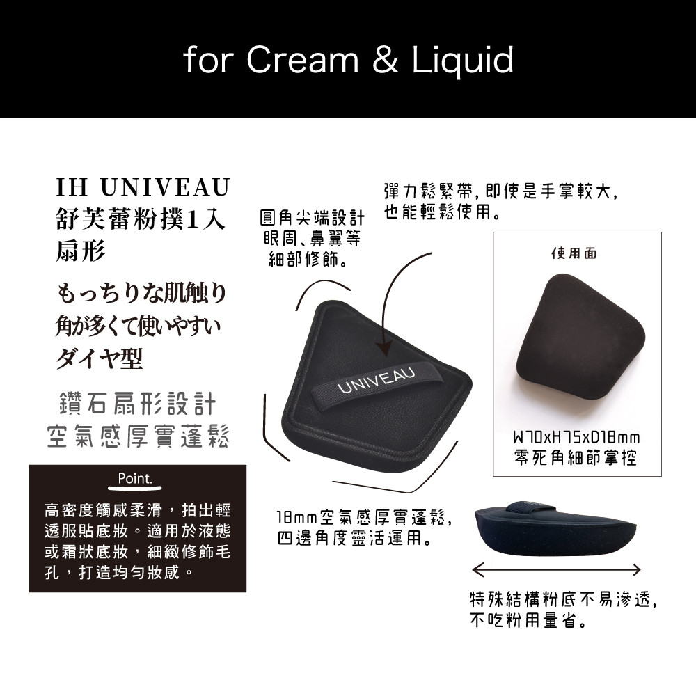 石原商店 IH UNIVEAU舒芙蕾粉撲1入-扇形 NEW
