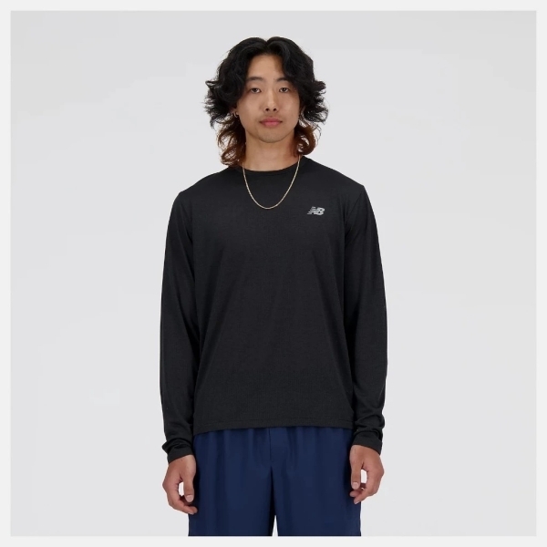 NEW BALANCE 長袖 NB 黑色 快乾 運動 薄長T 男 MT41256BK