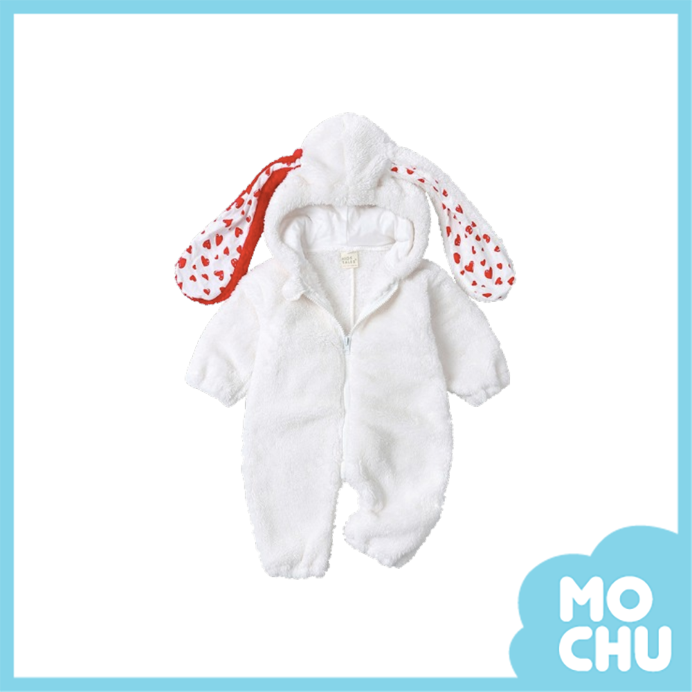 愛心長耳兔北極絨連身衣(四色)
