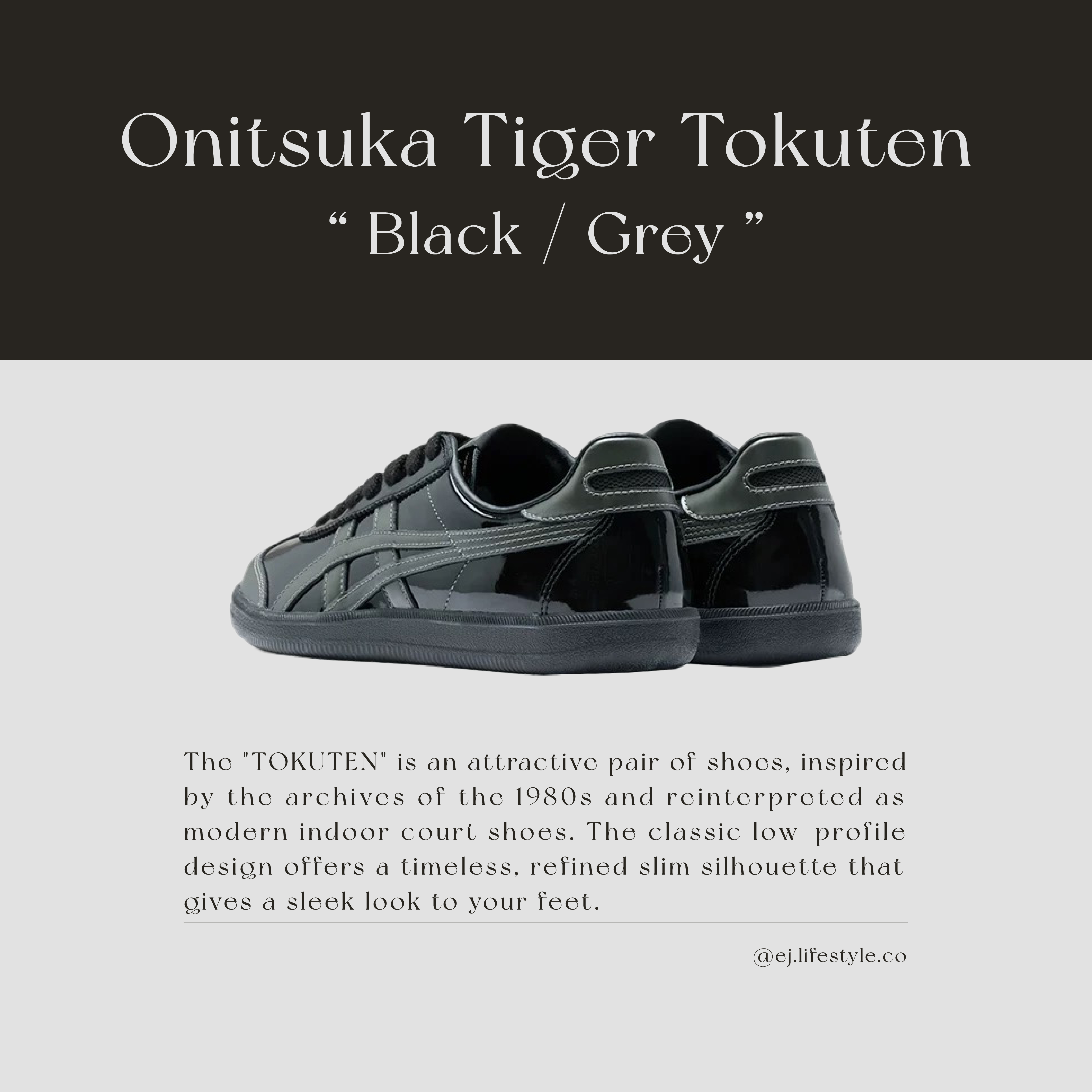 Onitsuka Tiger Tokuten 鬼塚虎 德訓鞋 黑灰 亮面 漆皮 芭蕾風 緞帶 紡紗鞋帶 男女鞋 1183C531-001 / 預購