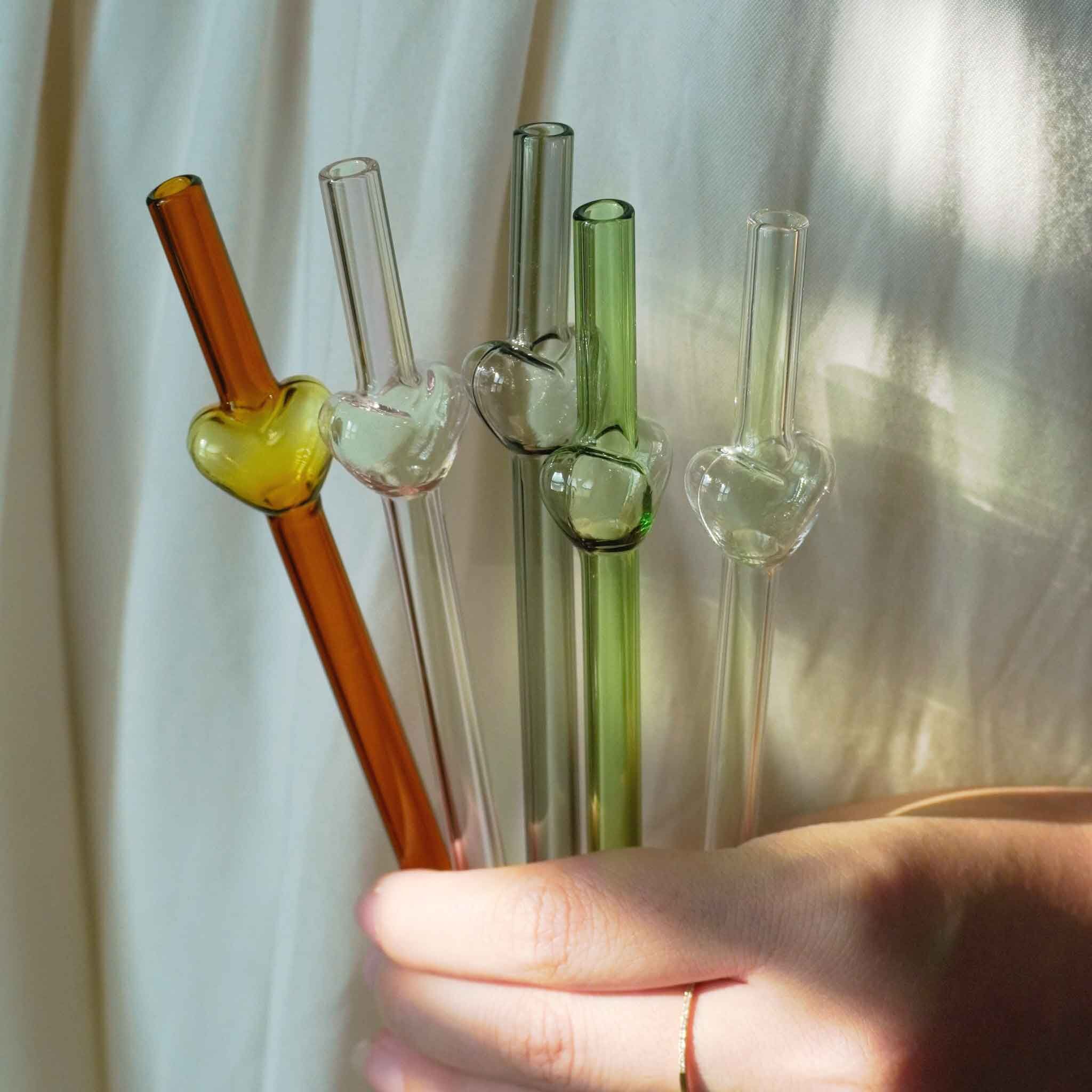 愛心玻璃吸管 五色組