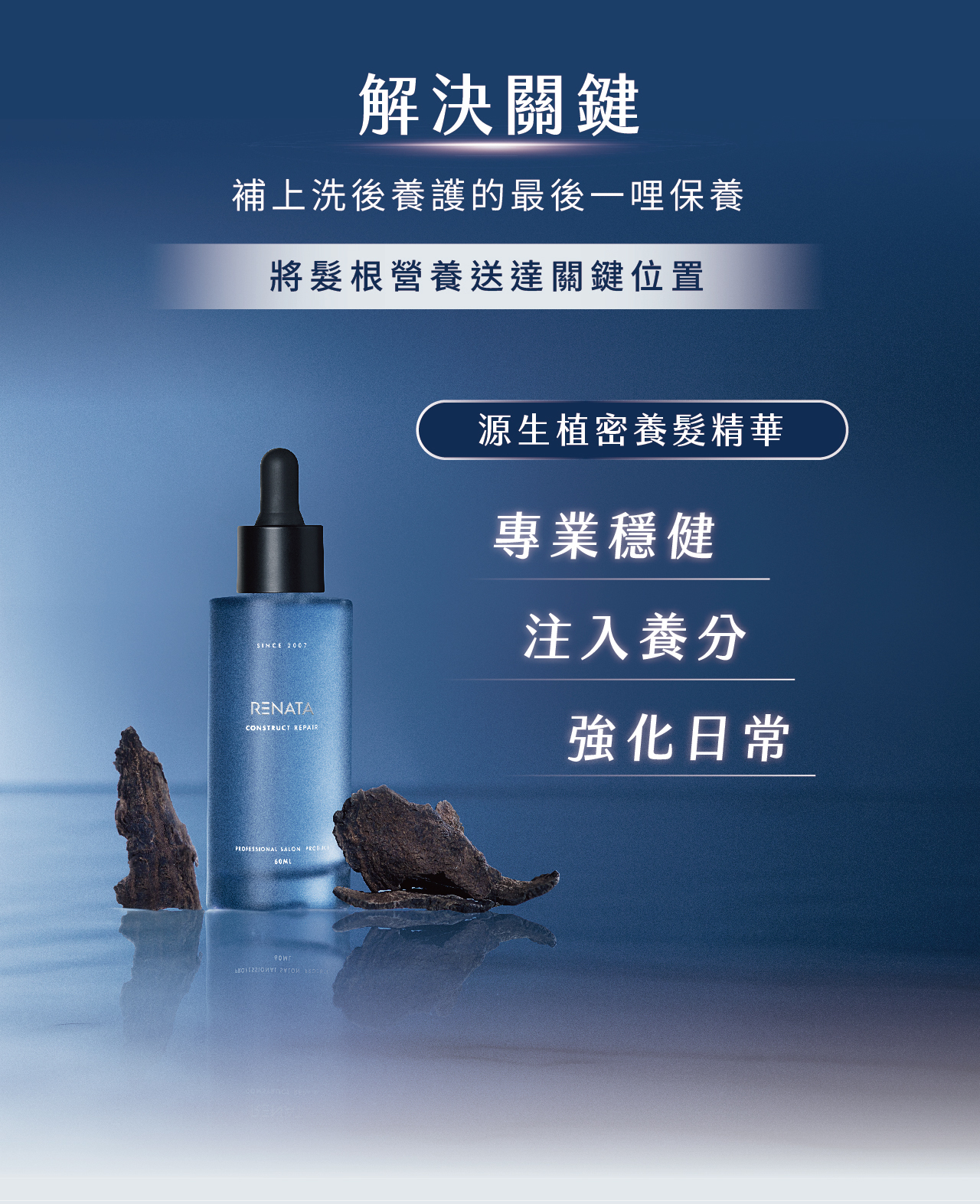 解決關鍵,髮根營養,關鍵,位置,源生植密養髮精華,外泌體,專業穩健,注入養分,強化日常