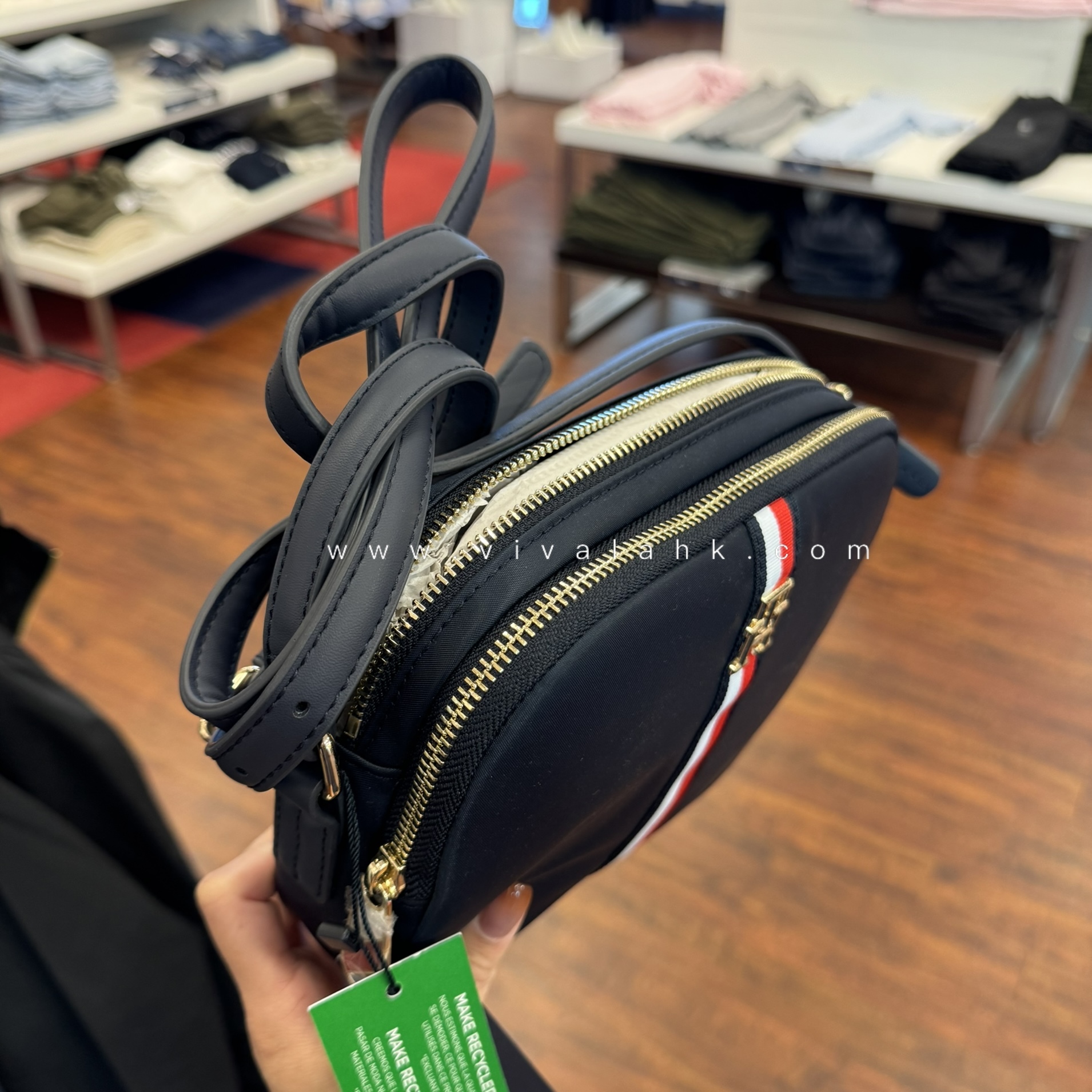 Tommy Hilfiger - 雙拉鍊尼龍斜孭袋