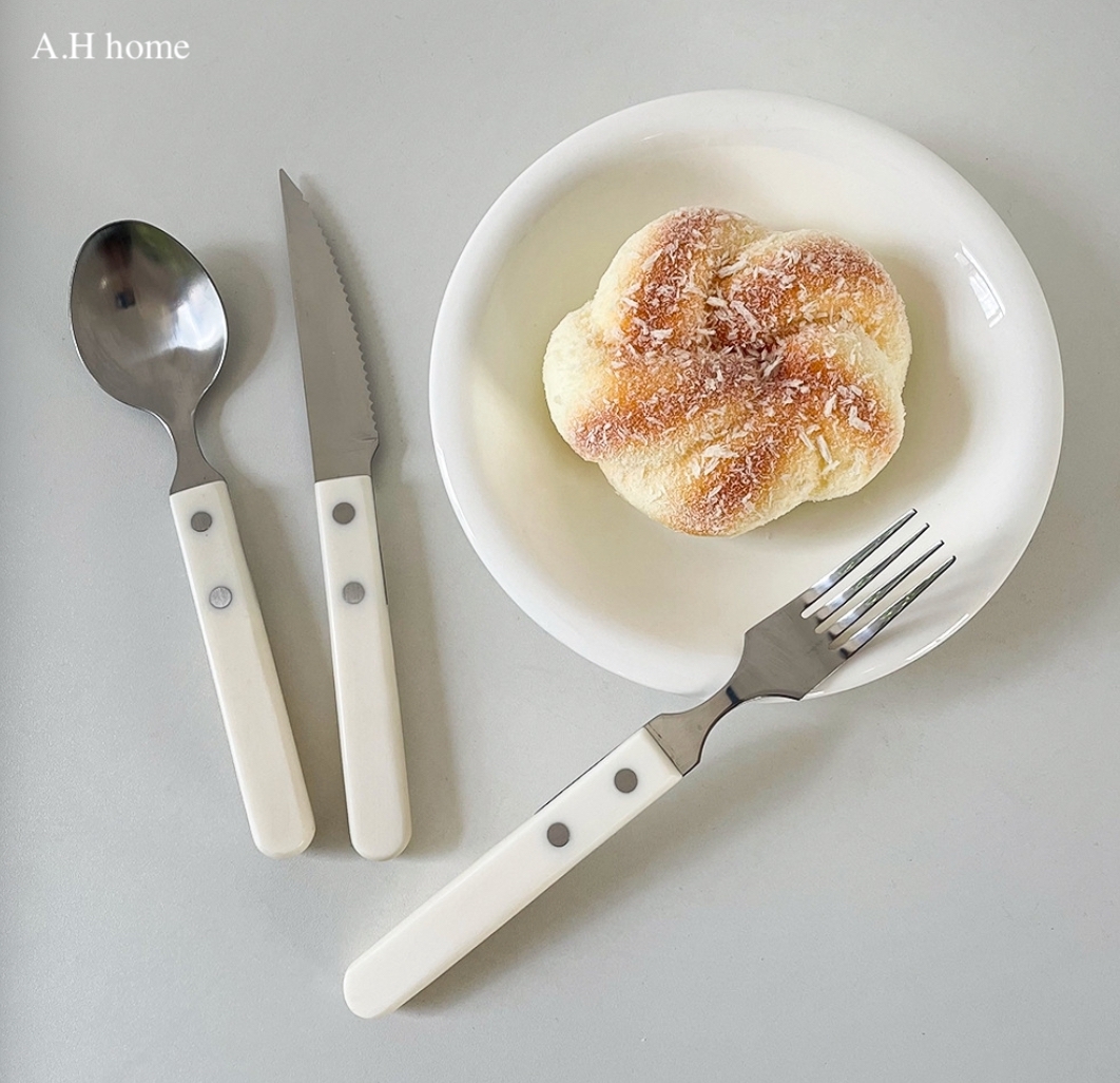 【ＡＨ603】韓國ins白柄不銹鋼餐具