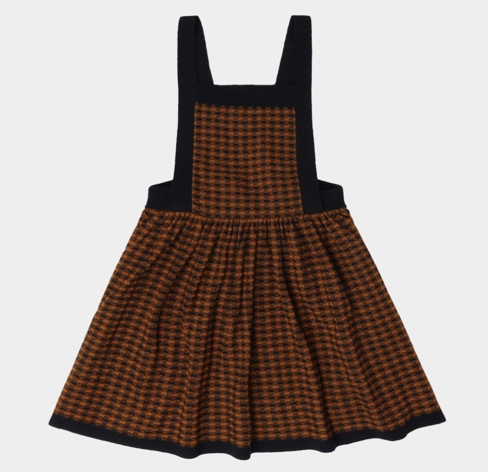 FUB 百搭格紋吊帶裙 Checked Spencer-dark navy/burnt amber