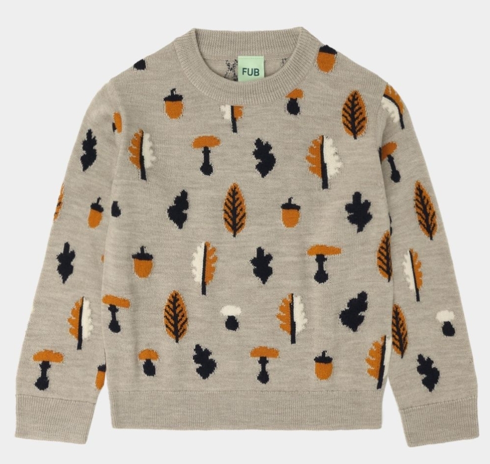 FUB 柔和緹花毛衣 Jaquard Sweater-oat melange