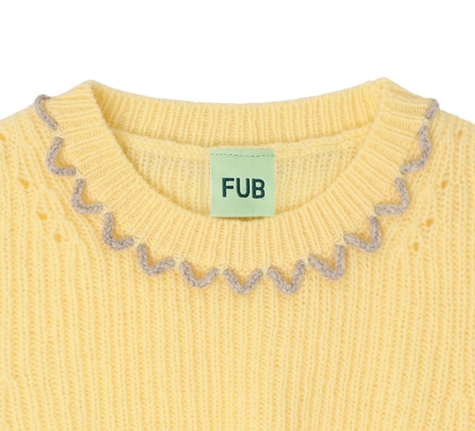 FUB 簡約撞色羅紋背心 Lambswool Vest-wheat