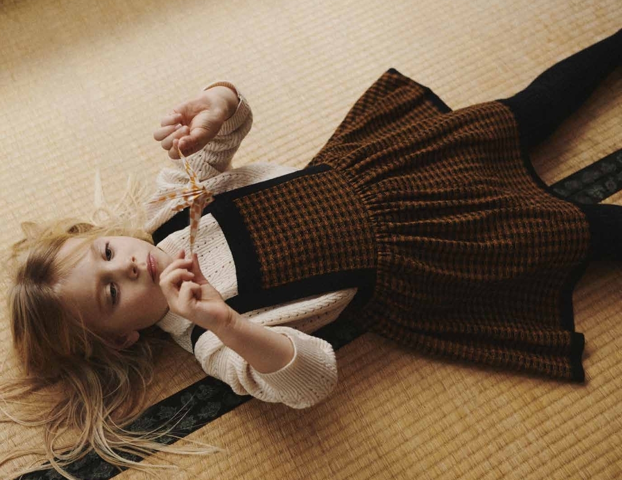 FUB 百搭格紋吊帶裙 Checked Spencer-dark navy/burnt amber