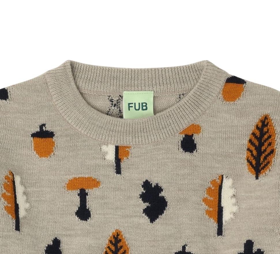 FUB 柔和緹花毛衣 Jaquard Sweater-oat melange