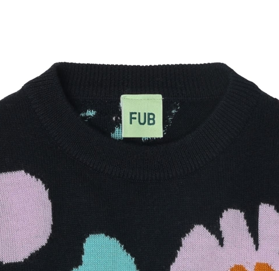 FUB 柔和緹花毛衣 Jaquard Sweater-dark navy