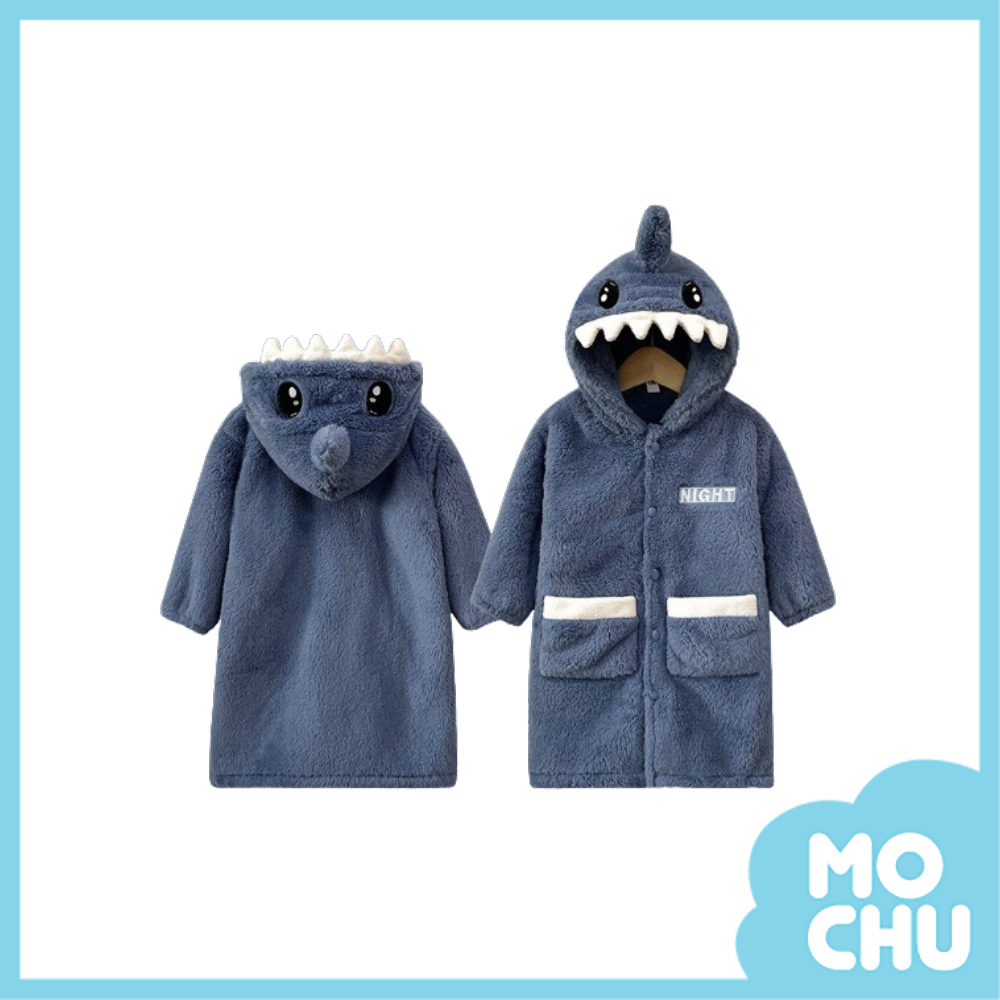 小藍鯊珊瑚絨睡袍