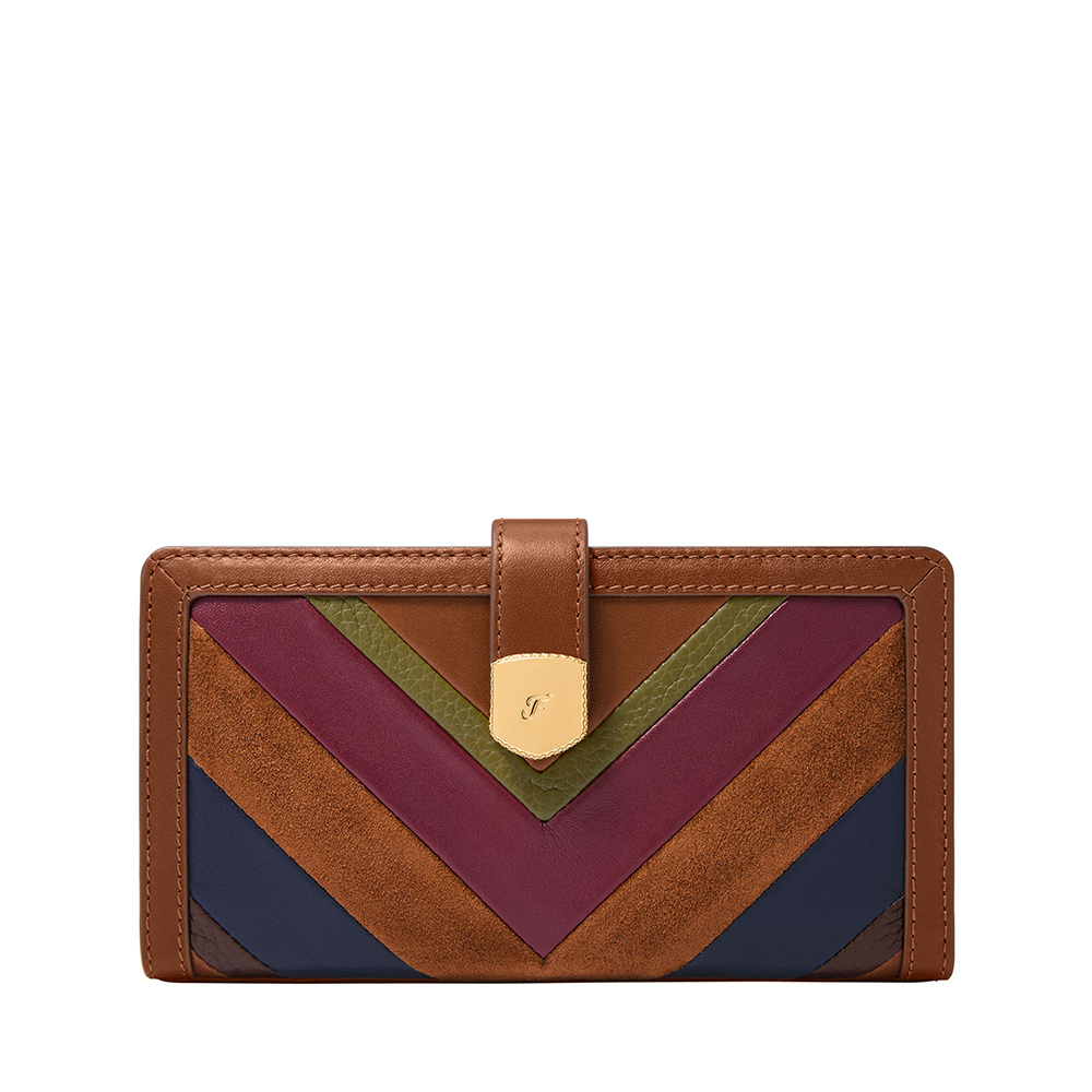 Lennox 真皮金釦中長夾-異色拼接 SL10089186