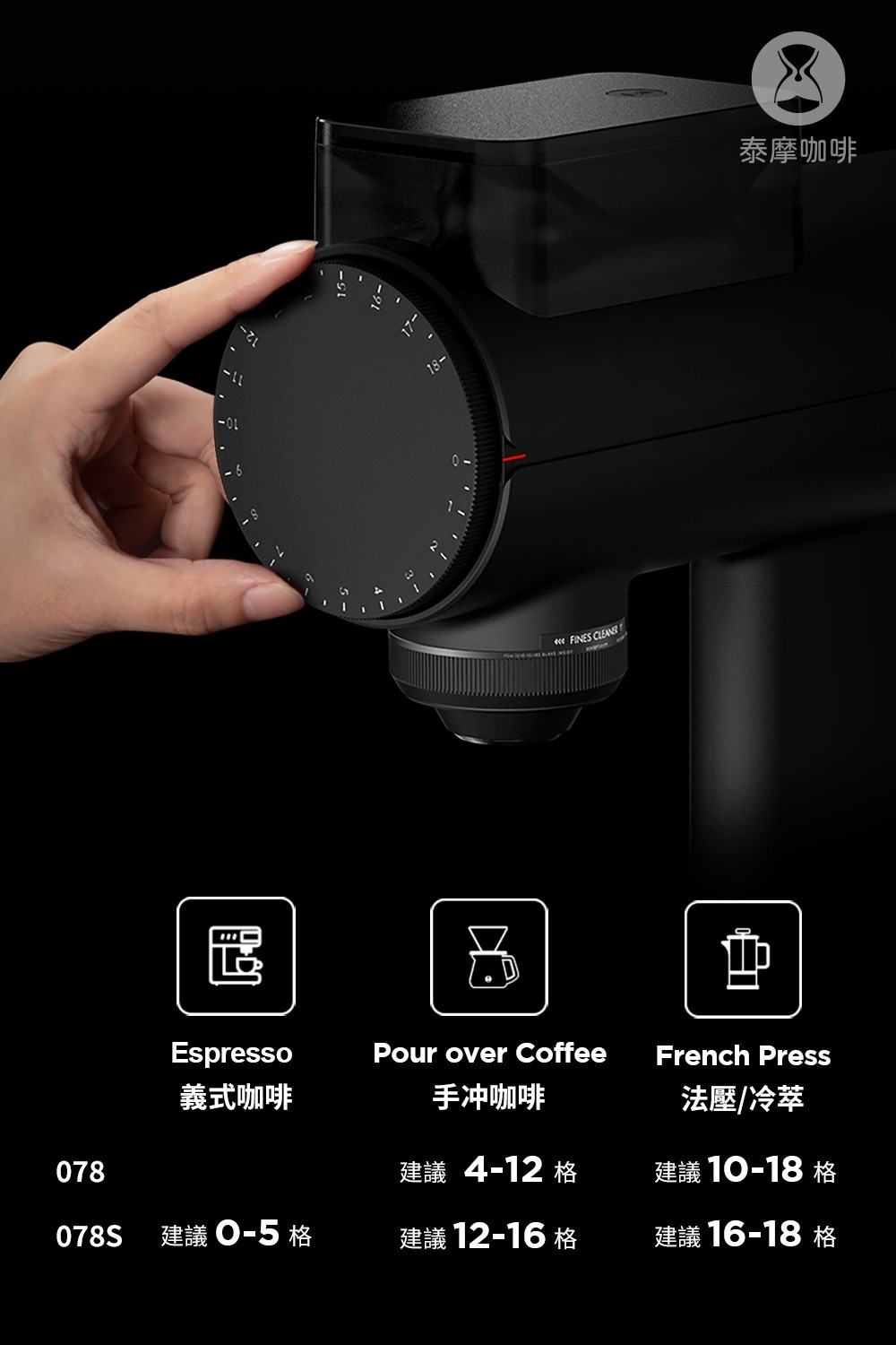 泰摩咖啡 雕刻家078S 電動磨豆機 白色/黑色