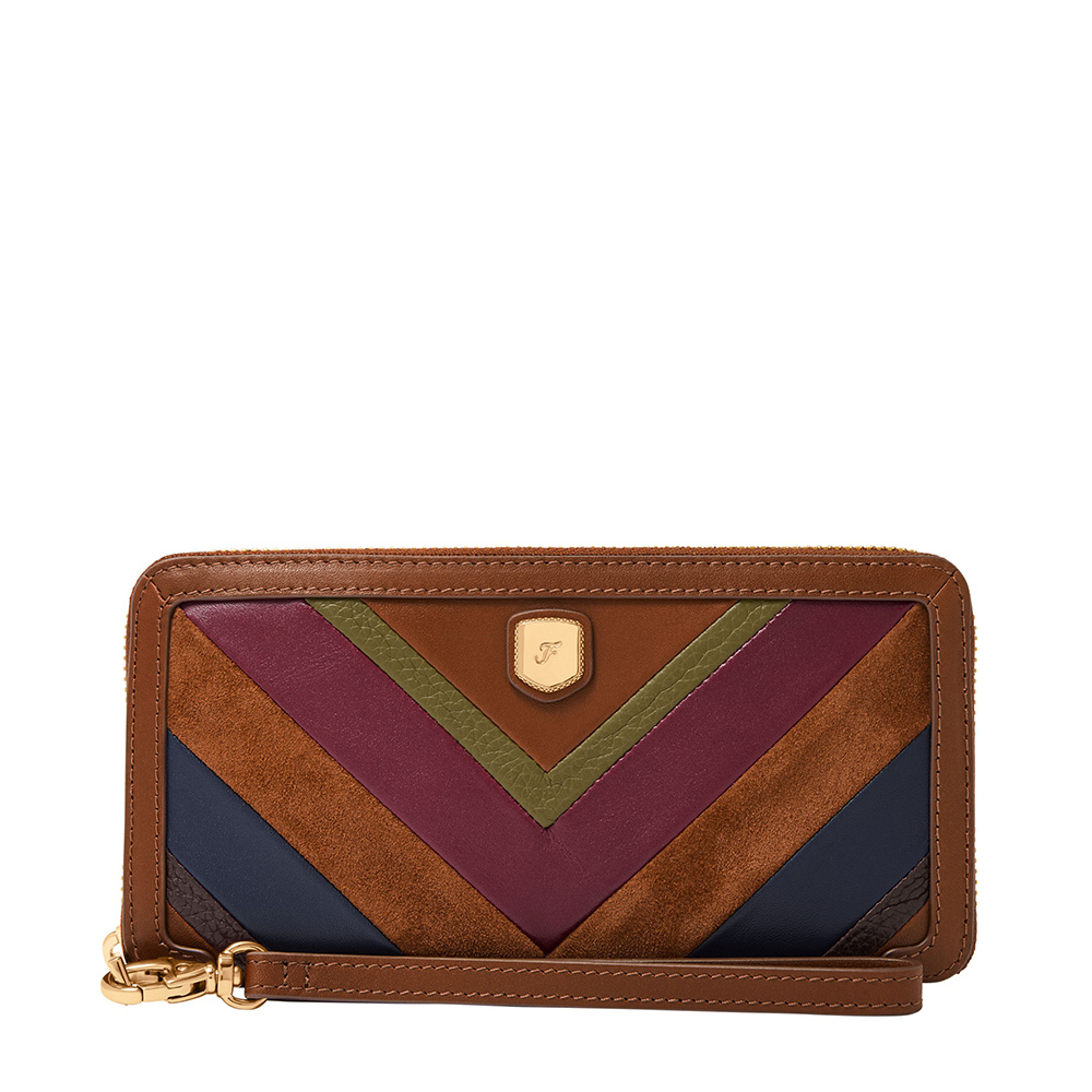 Lennox 真皮金扣手環帶長夾-異色拼接 SL10091186