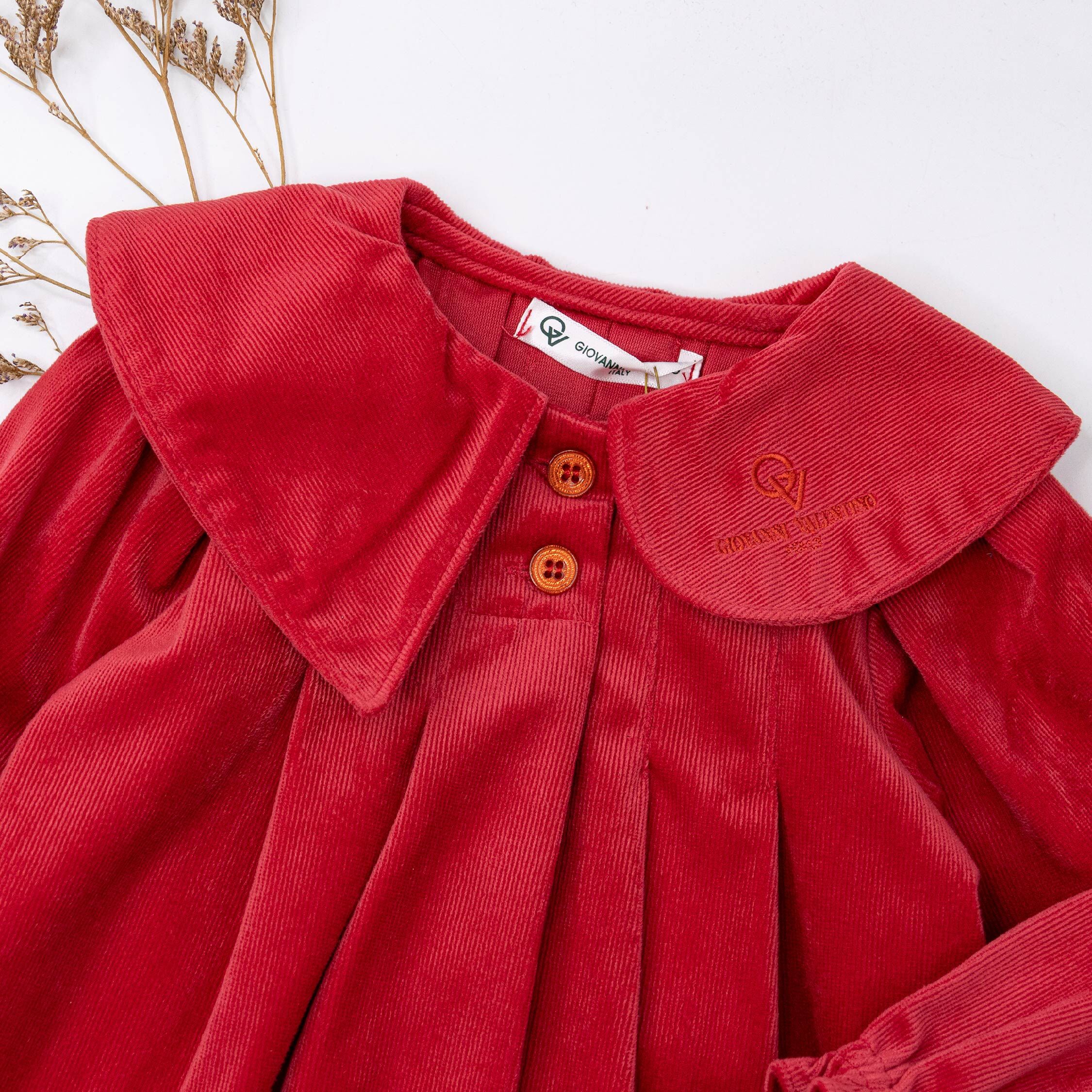 范侖鐵諾【52535】經典立體熊耳朵燈芯絨洋裝(附小包)