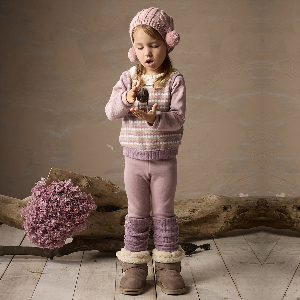 PIPPY 素面百搭內刷毛內搭緊身褲 粉紫