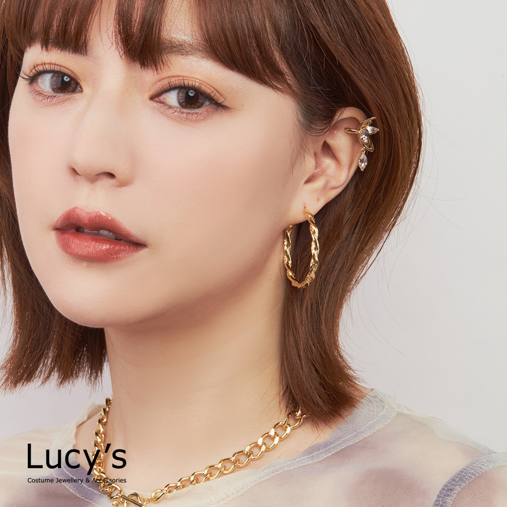 金色編織 圈型耳環 (124550)