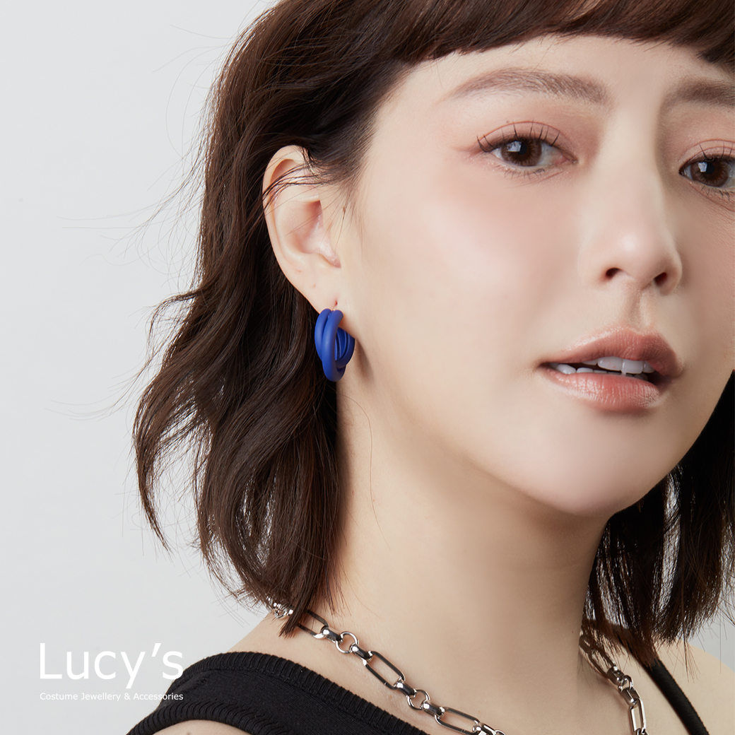 靛藍雙C 耳環 (125342)