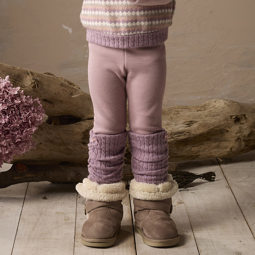 PIPPY 素面百搭內刷毛內搭緊身褲 粉紫