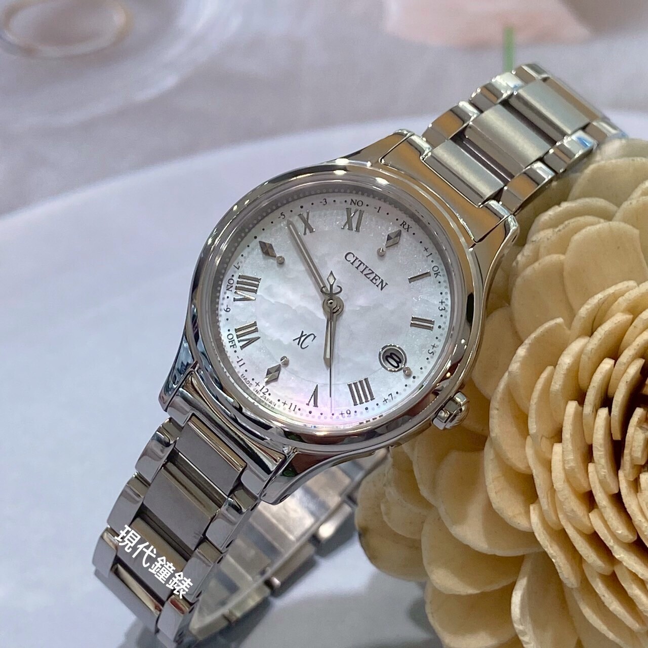 【CITIZEN 星辰】優雅鈦金屬電波女錶ES9490-52D 27mm 現代鐘錶