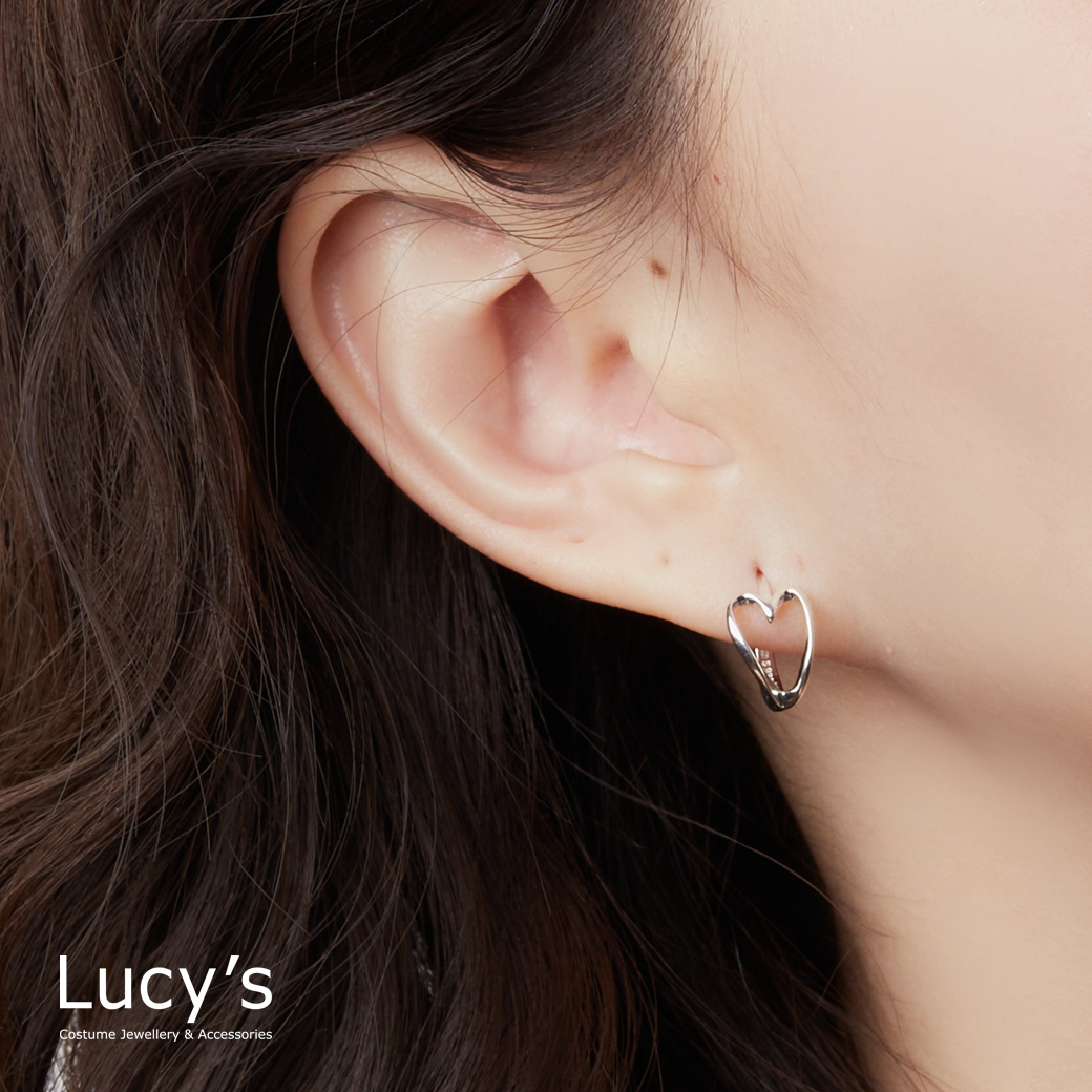 925純銀 曲面愛心 易扣耳環 (102526)