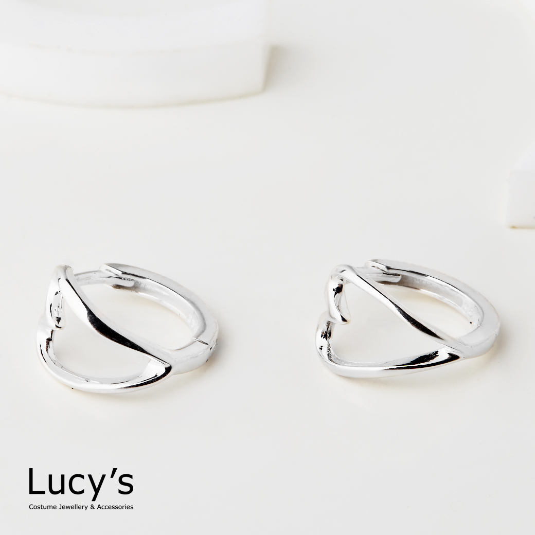 925純銀 曲面愛心 易扣耳環 (102526)