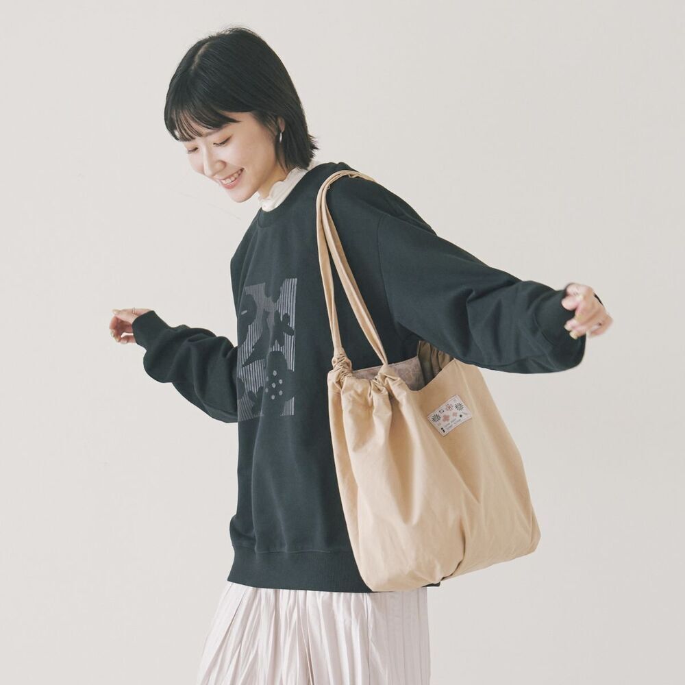 印花樂可調帶皺口大包