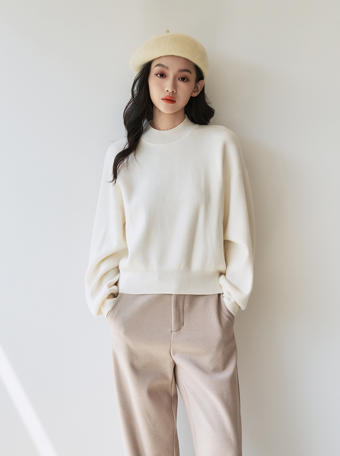 【期間限定】小立領長袖毛衣