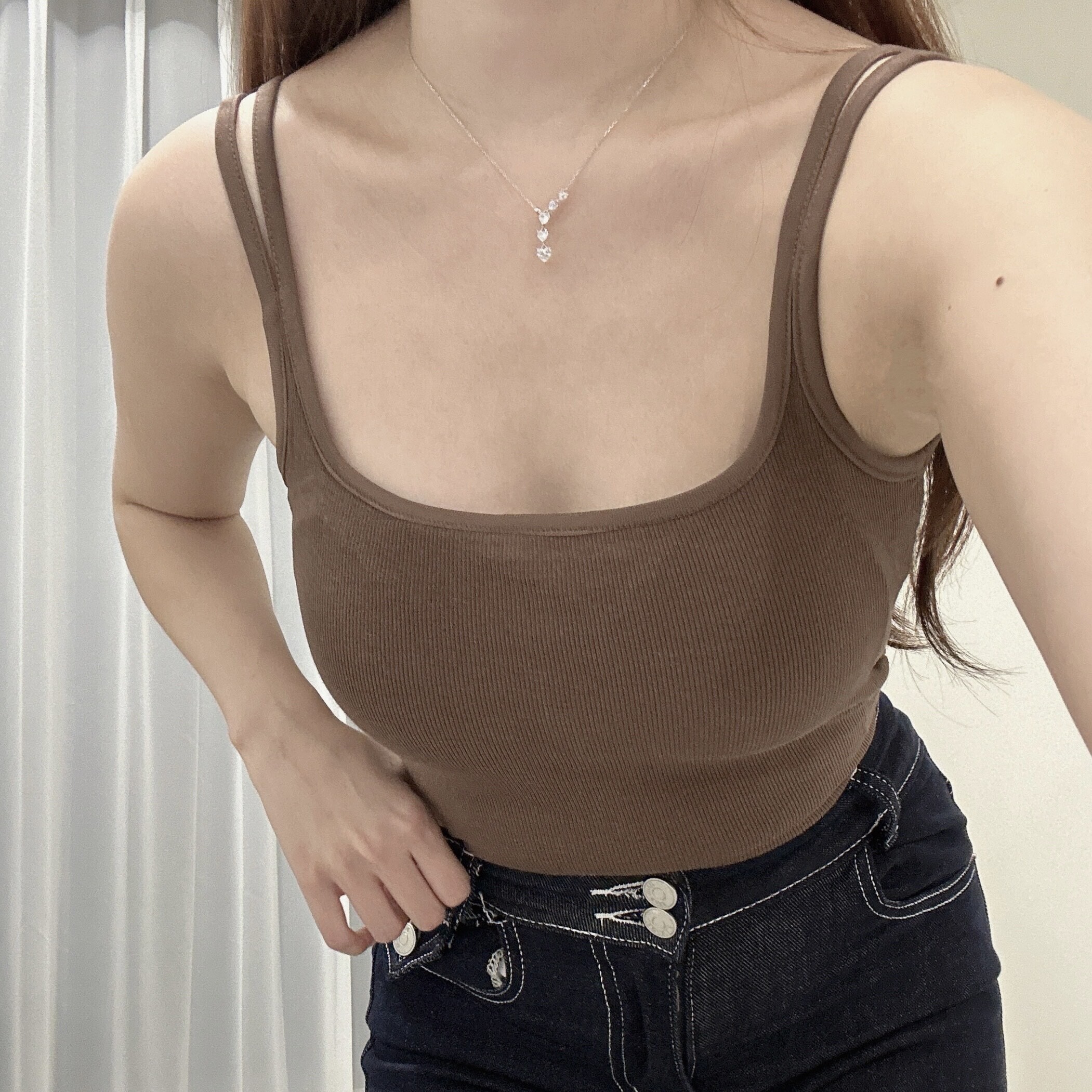 CL02螺紋雙肩帶胸墊背心