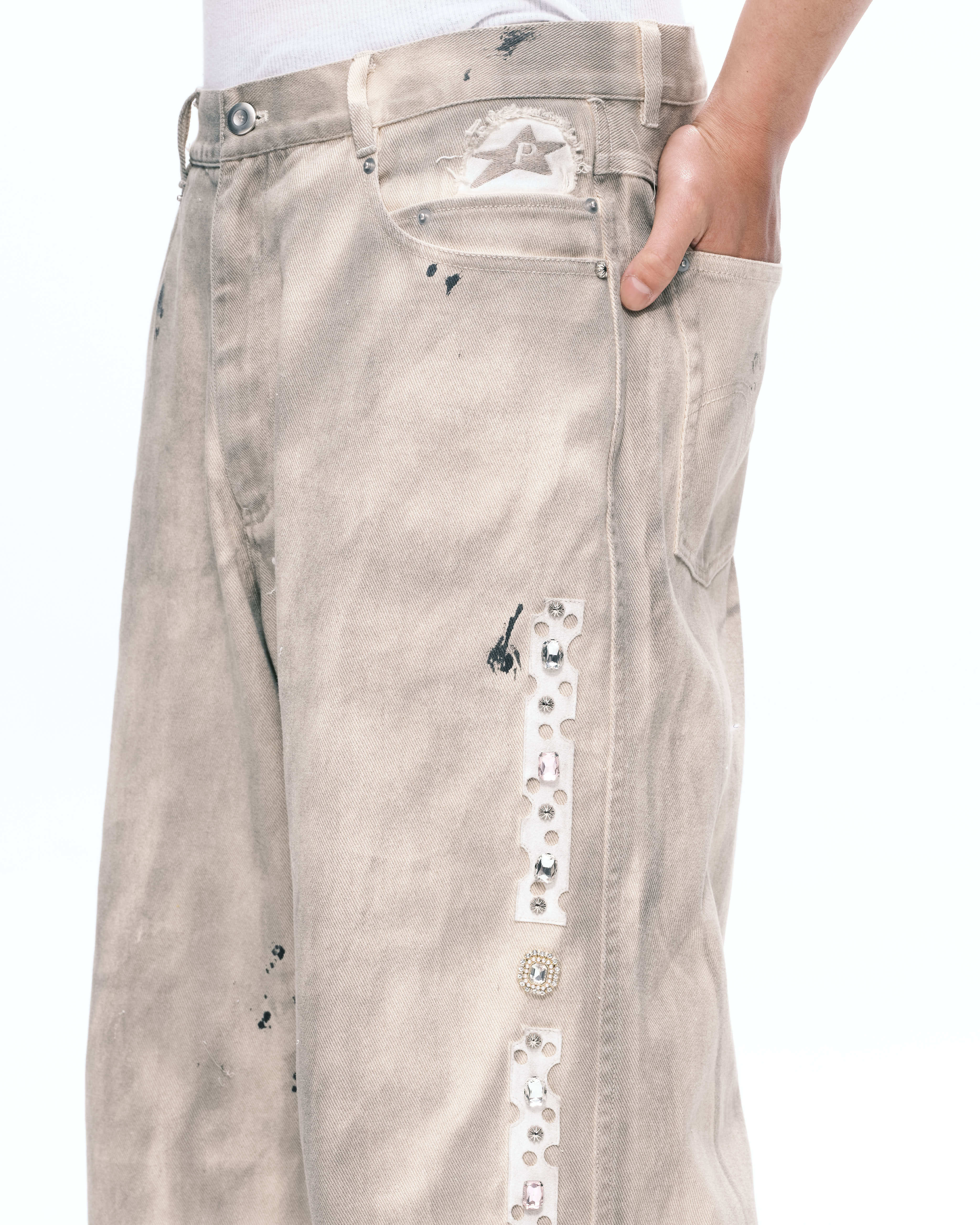 PLATEAU STUDIO｜Side gem pants (Khaki)