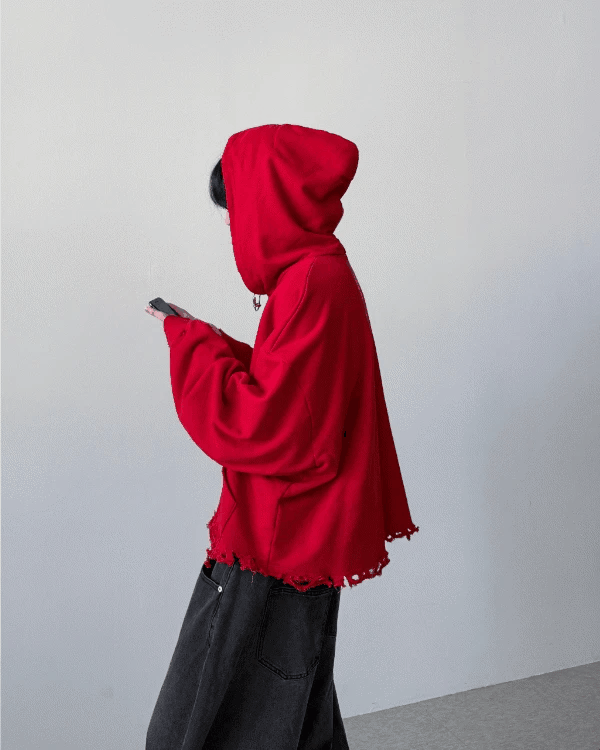 損壞短款連帽衫