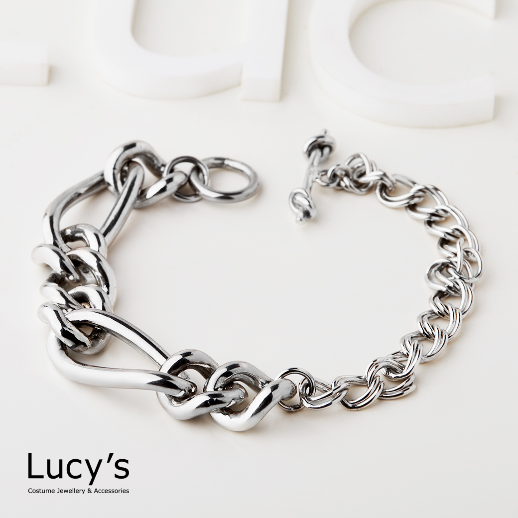 925純銀 不規則鏈接 T扣手鍊 (106262)