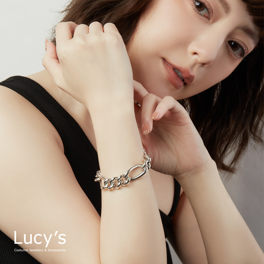 925純銀 不規則鏈接 T扣手鍊 (106262)