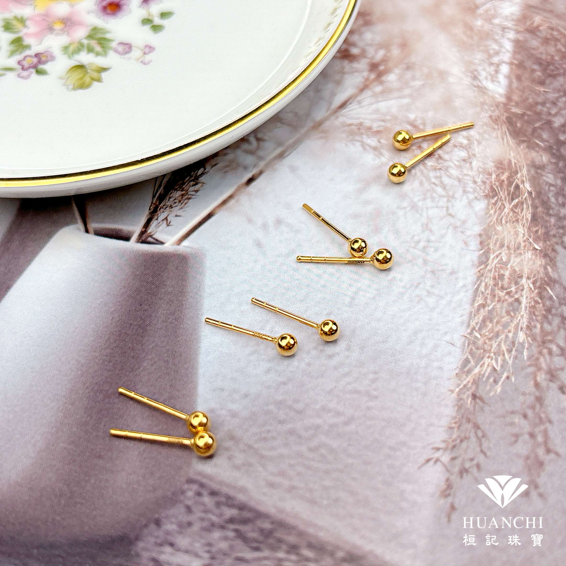 質感小圓珠3mm 黃金耳環
