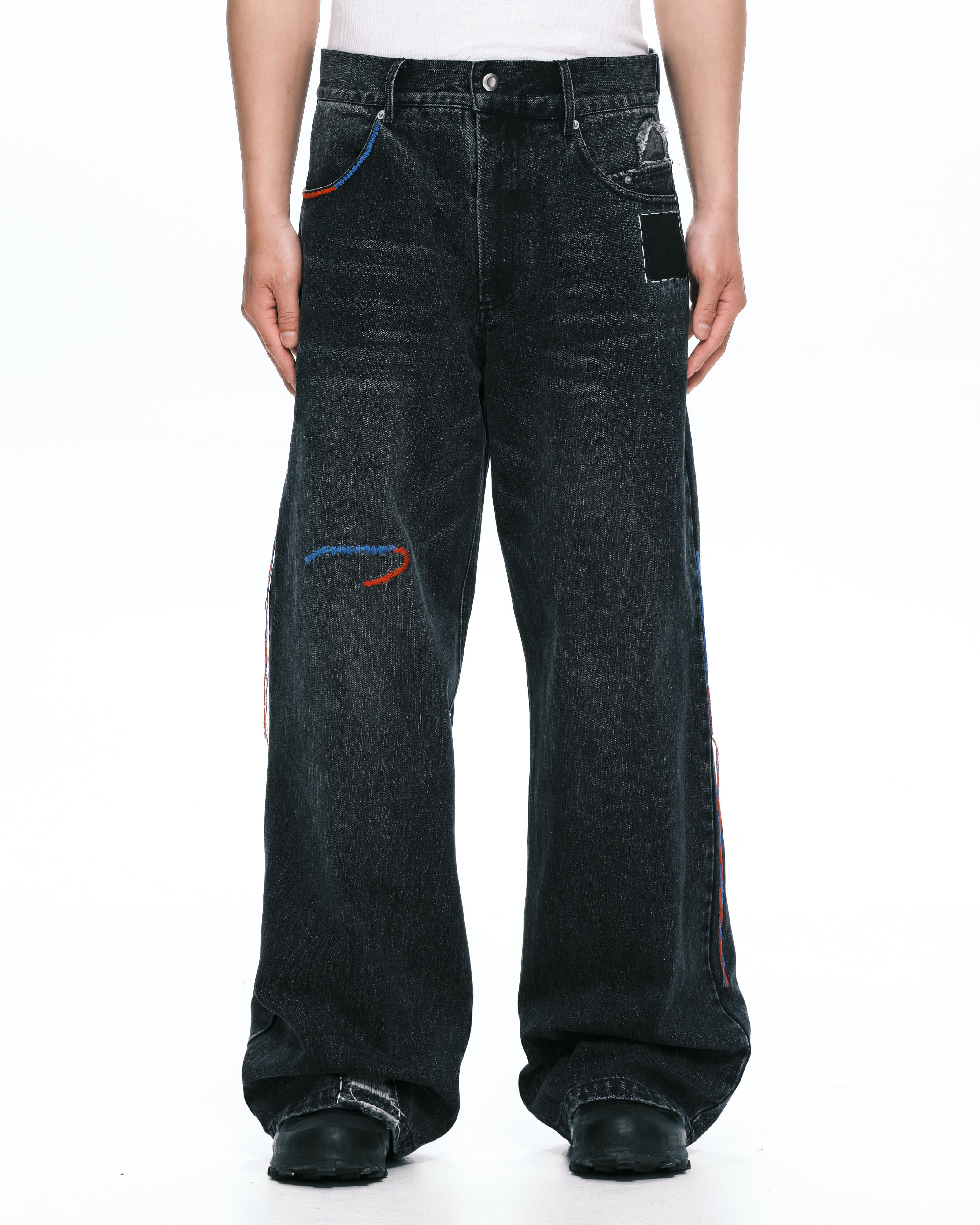 PLATEAU STUDIO｜Hand patched denim (Black)