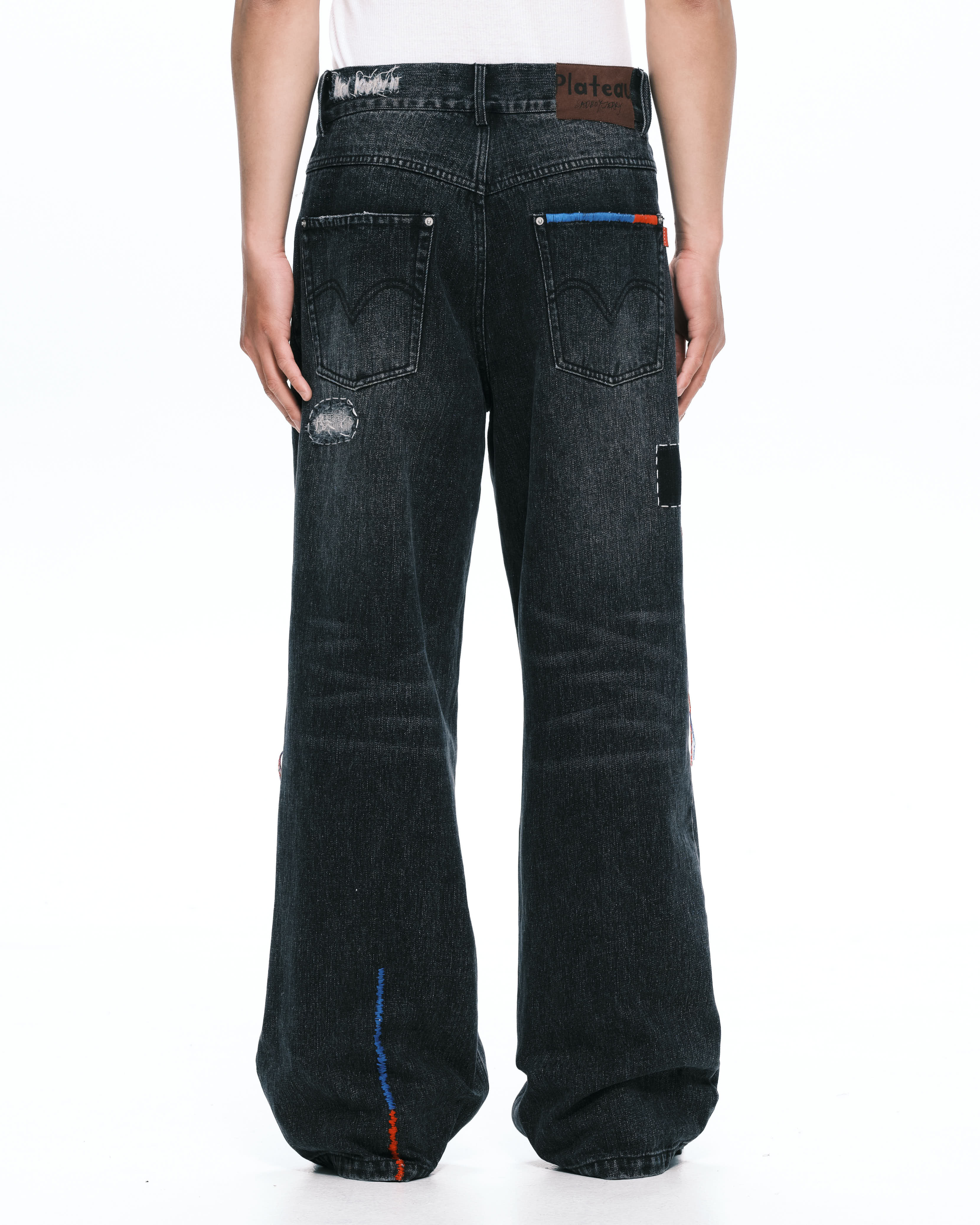 PLATEAU STUDIO｜Hand patched denim (Black)