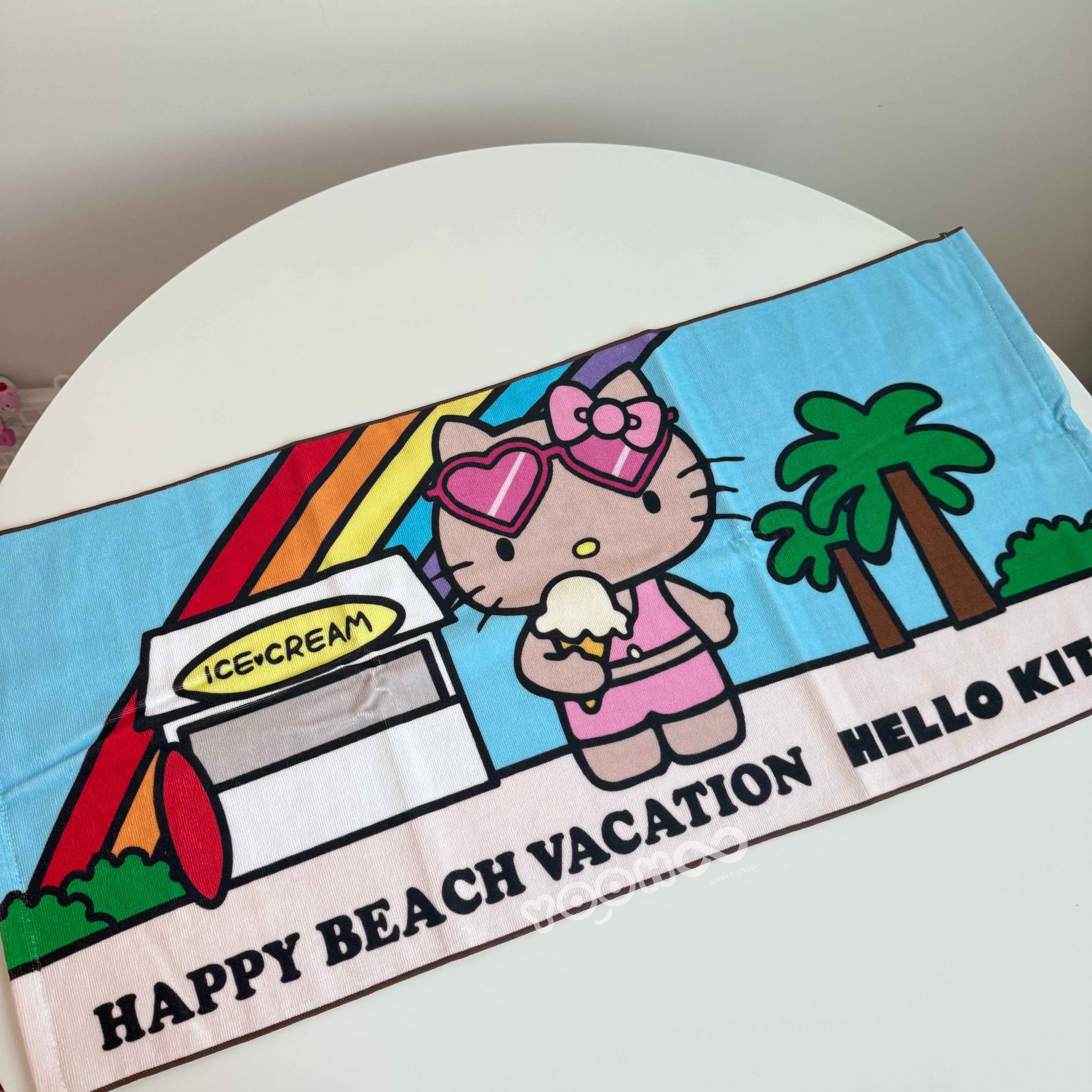 現貨┃三麗鷗 HELLO KITTY 曬黑 日燒 夏季 黑皮 吃冰淇淋 毛巾