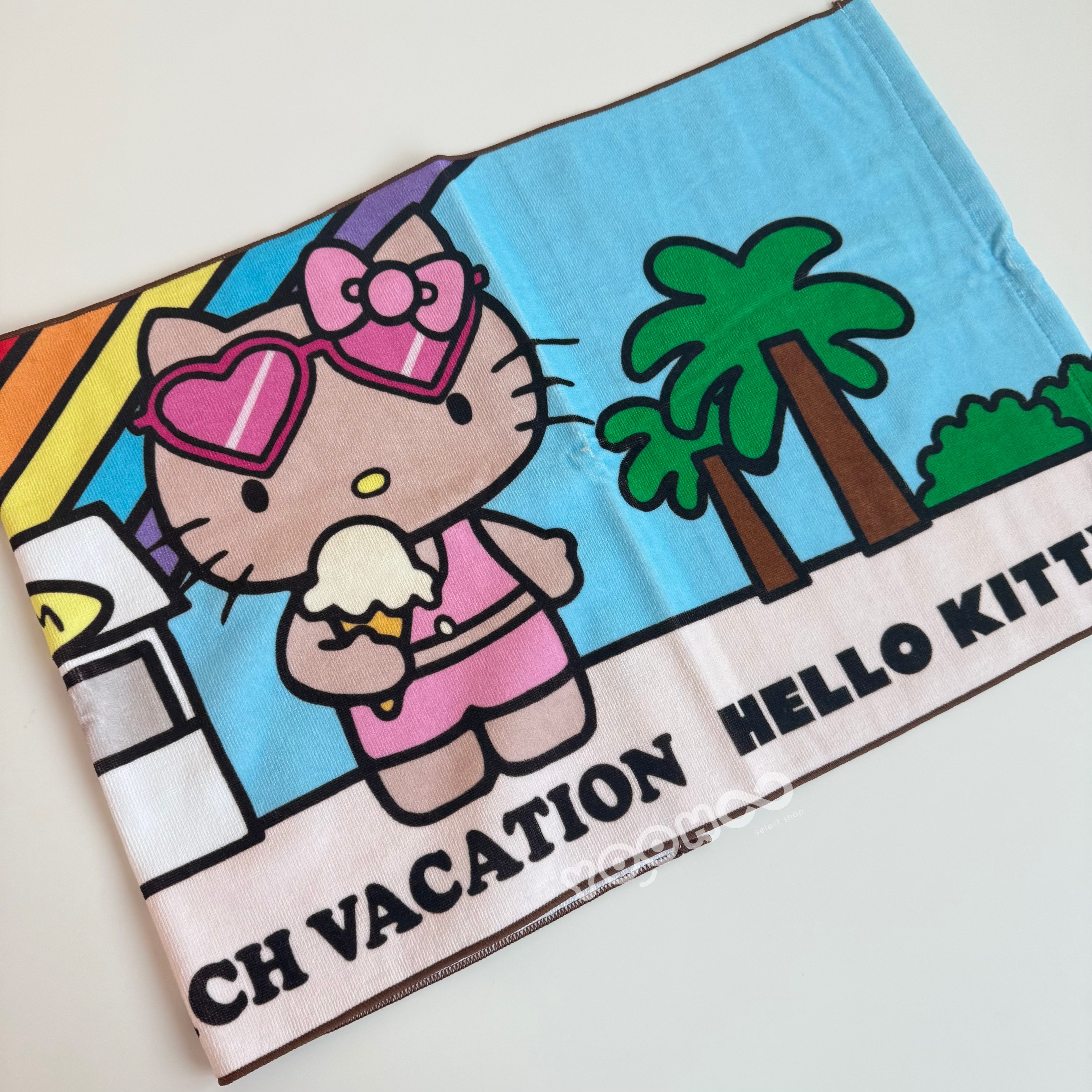 現貨┃三麗鷗 HELLO KITTY 曬黑 日燒 夏季 黑皮 吃冰淇淋 毛巾