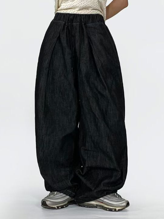 淨色可束腳鬆身牛仔褲 P3185