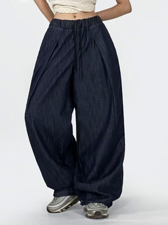 淨色可束腳鬆身牛仔褲 P3185